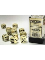 Chessex Dobbelsteen D6 Ivoor/zwart (per stuk)