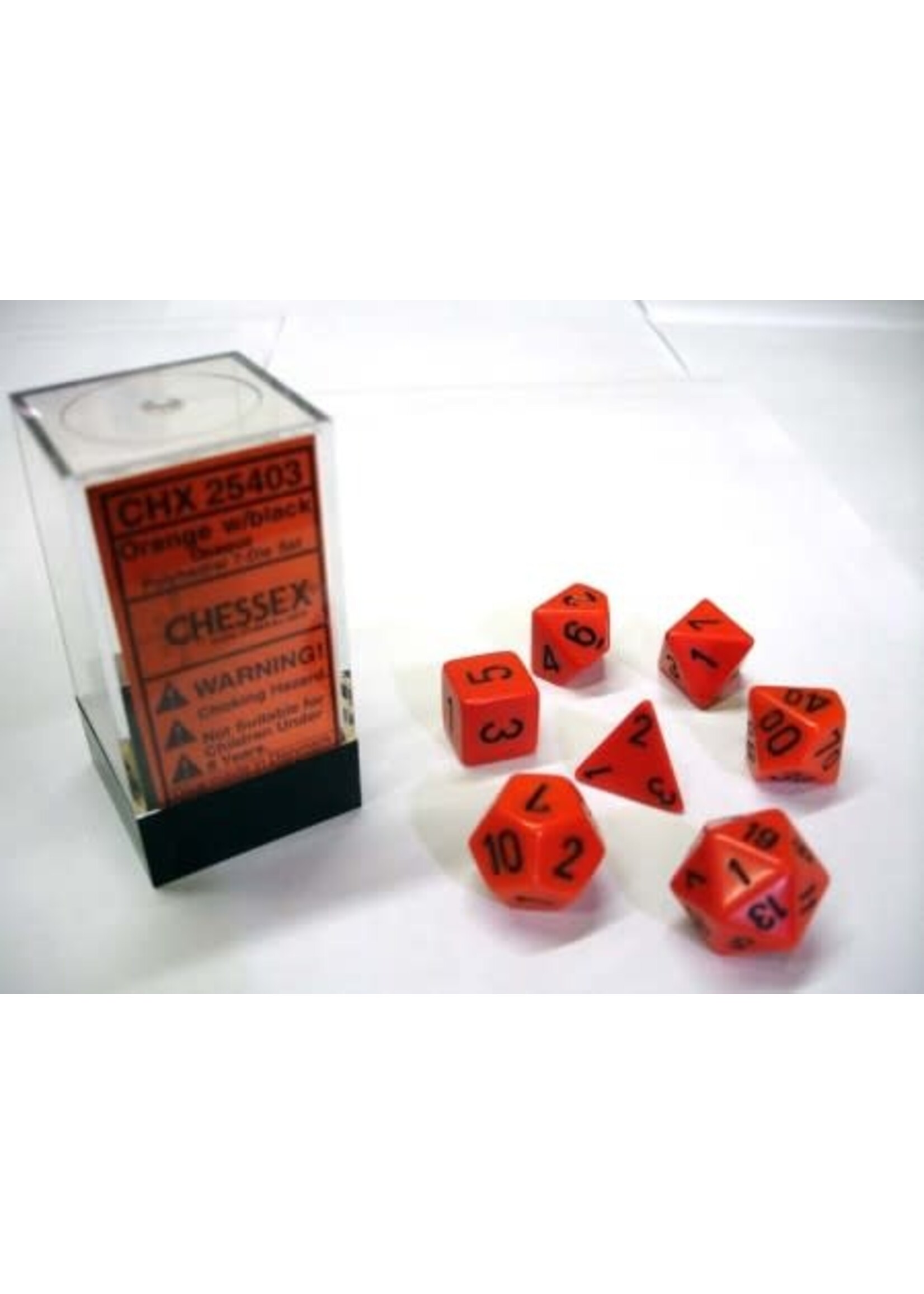 Chessex Chessex Dobbelstenen Oranje/Zwart Polydice Ass.