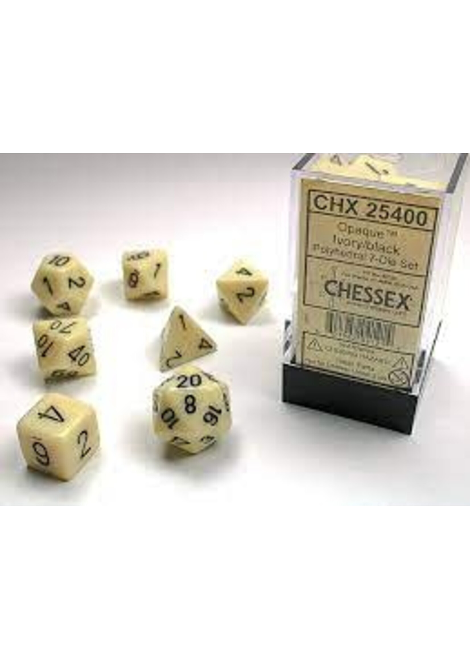 Chessex Chessex  Ivoor/Zwart dobbelstenen Polydice ass.