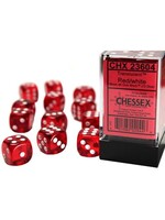 Chessex Dobbelsteen D6 rood doorzichtig 16 mm (per stuk)