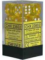 Chessex Dobbelsteen D6 geel doorzichtig 16 mm (per stuk)