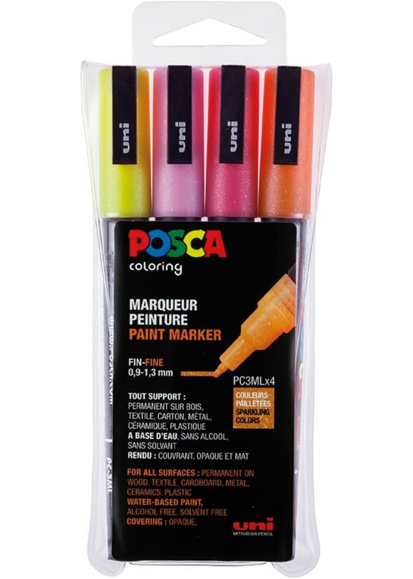 Posca Uni Posca Verfmarker 4 Set 3M Glitter Warm
