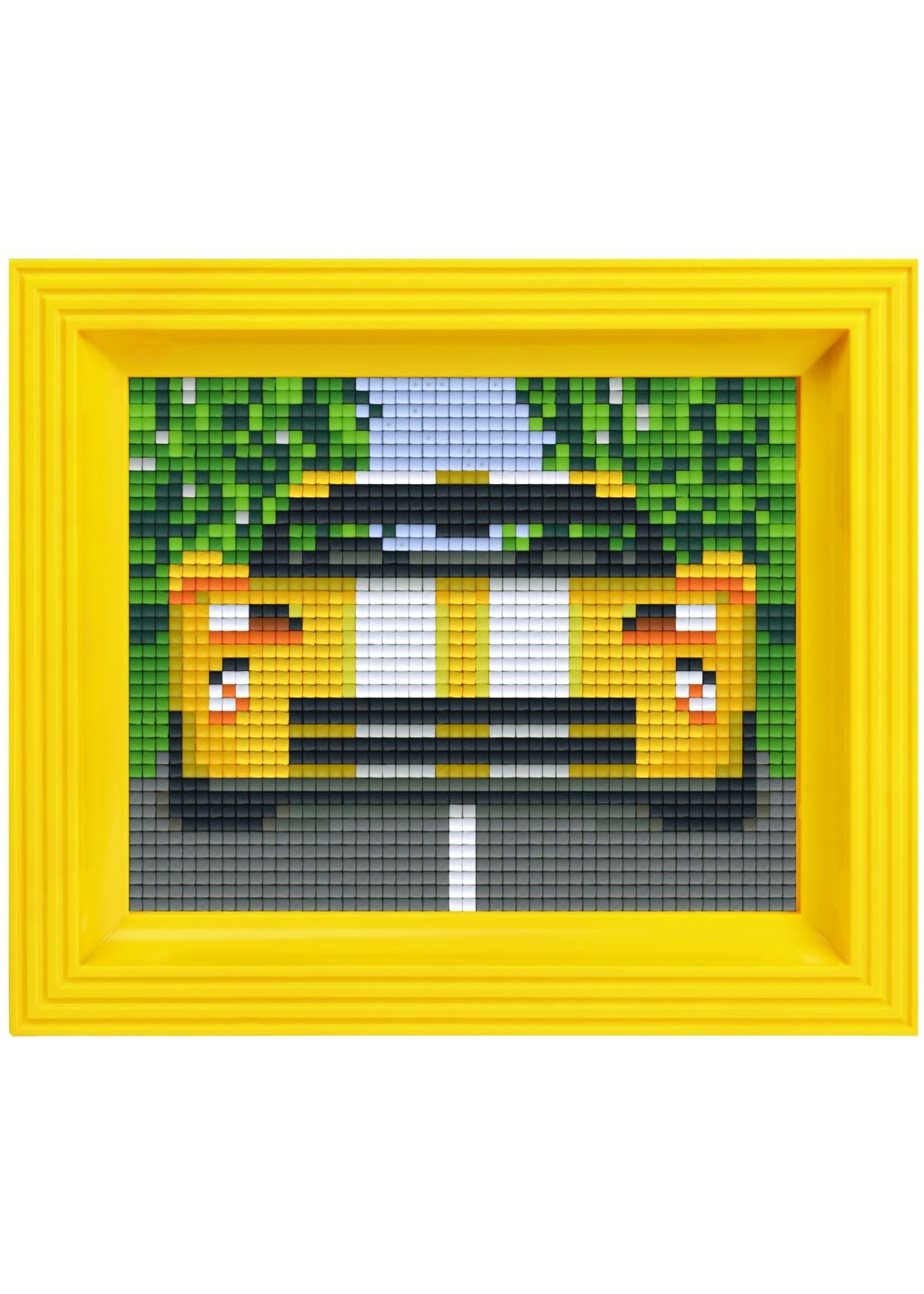 Pixel Pixelhobby geschenkset met 25 pixelmatjes gele raceauto