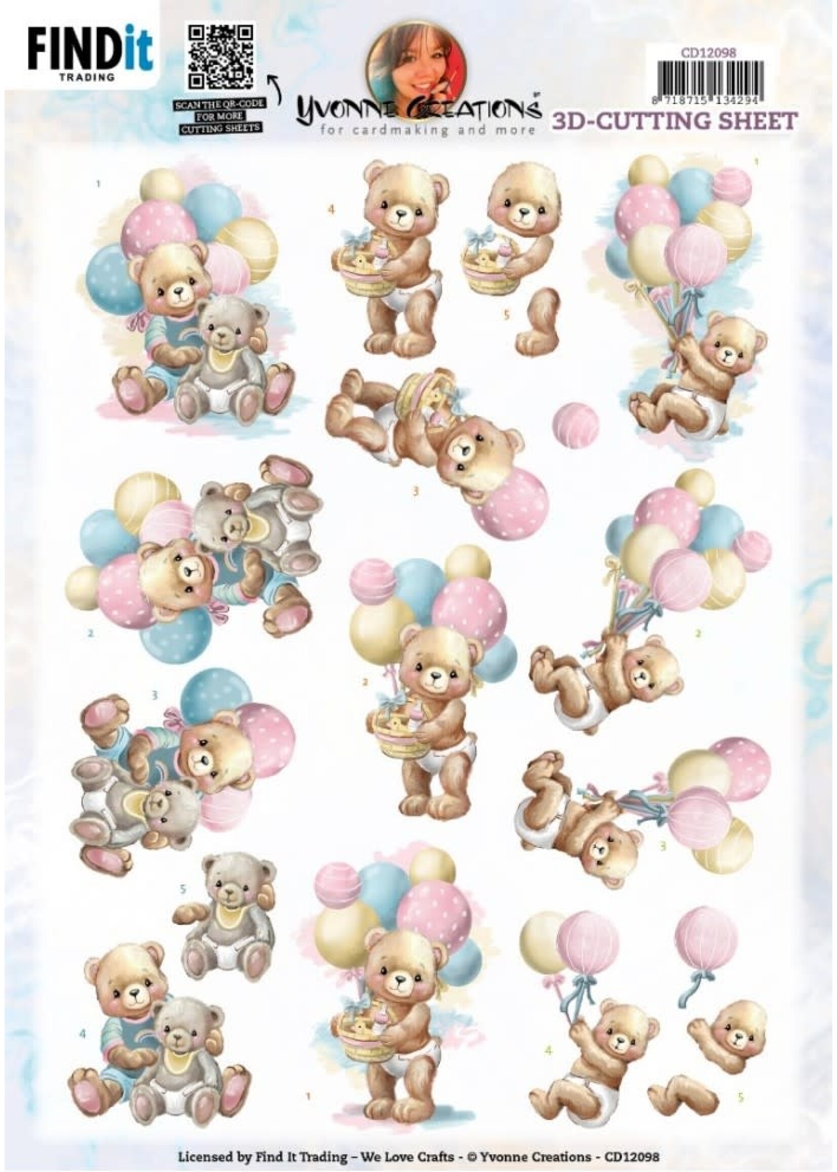 find it 3D Cutting Sheet - Yvonne Creations - Baby Bear