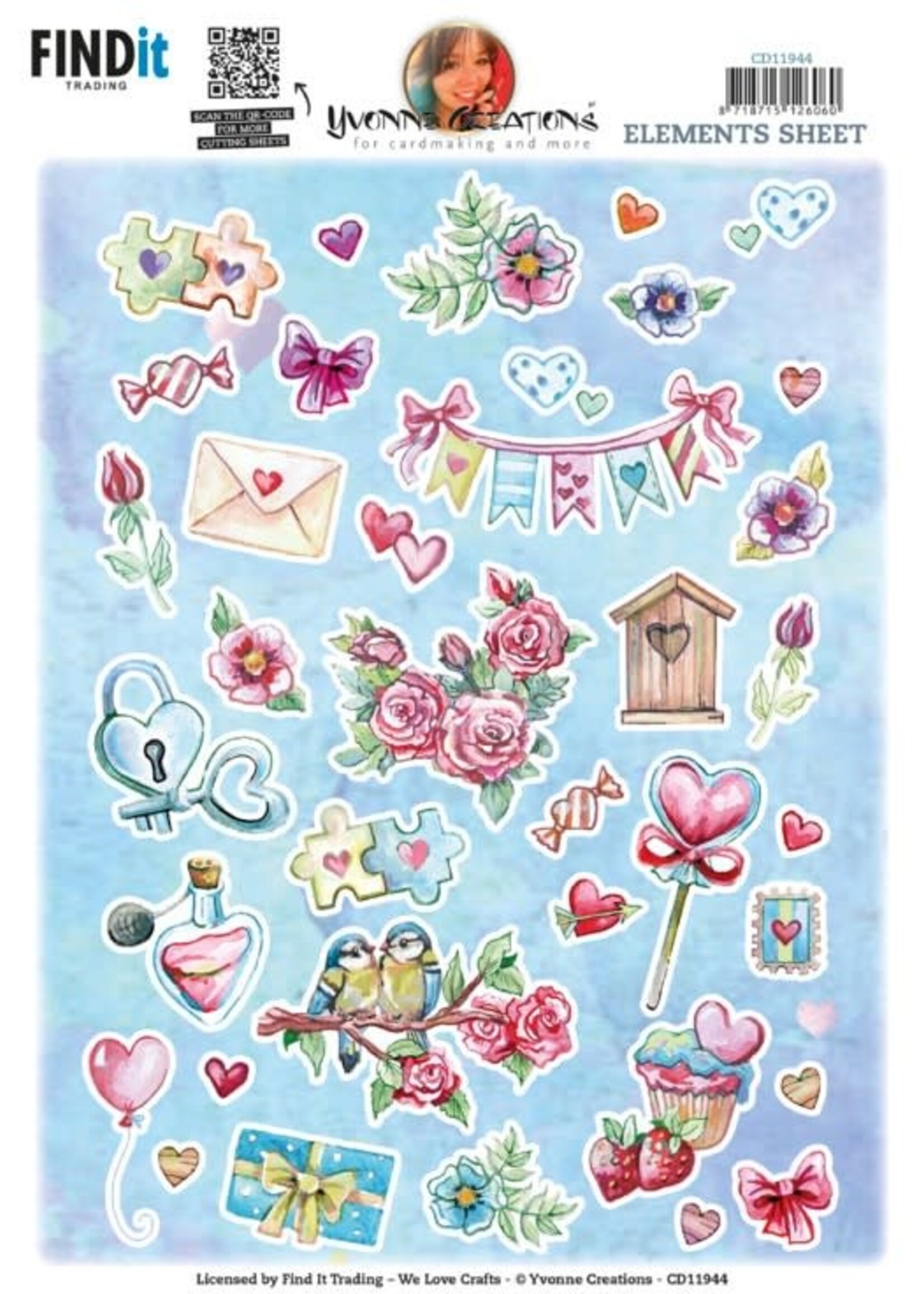 Yvonne Creations 3D Cutting Sheet - Yvonne Creations - Small Elements Valentine
