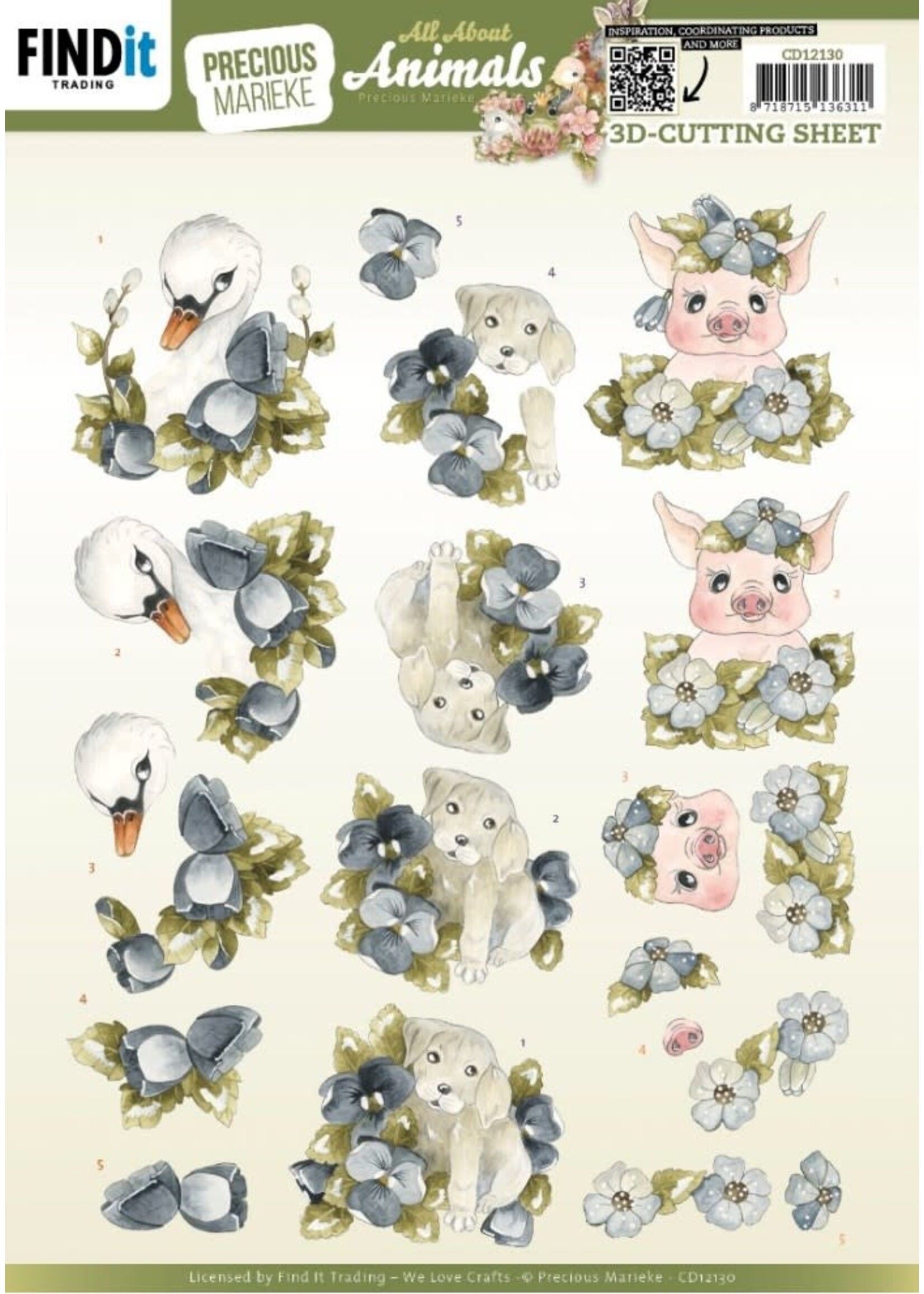 find it 3D Cutting Sheets - Precious Marieke - All About Animals - All About Blue