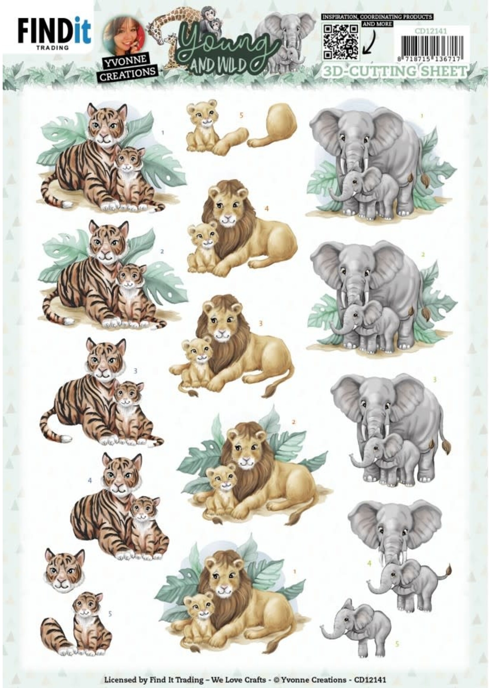 find it 3D Cutting Sheets - Yvonne Creations - Young And Wild - Tiger