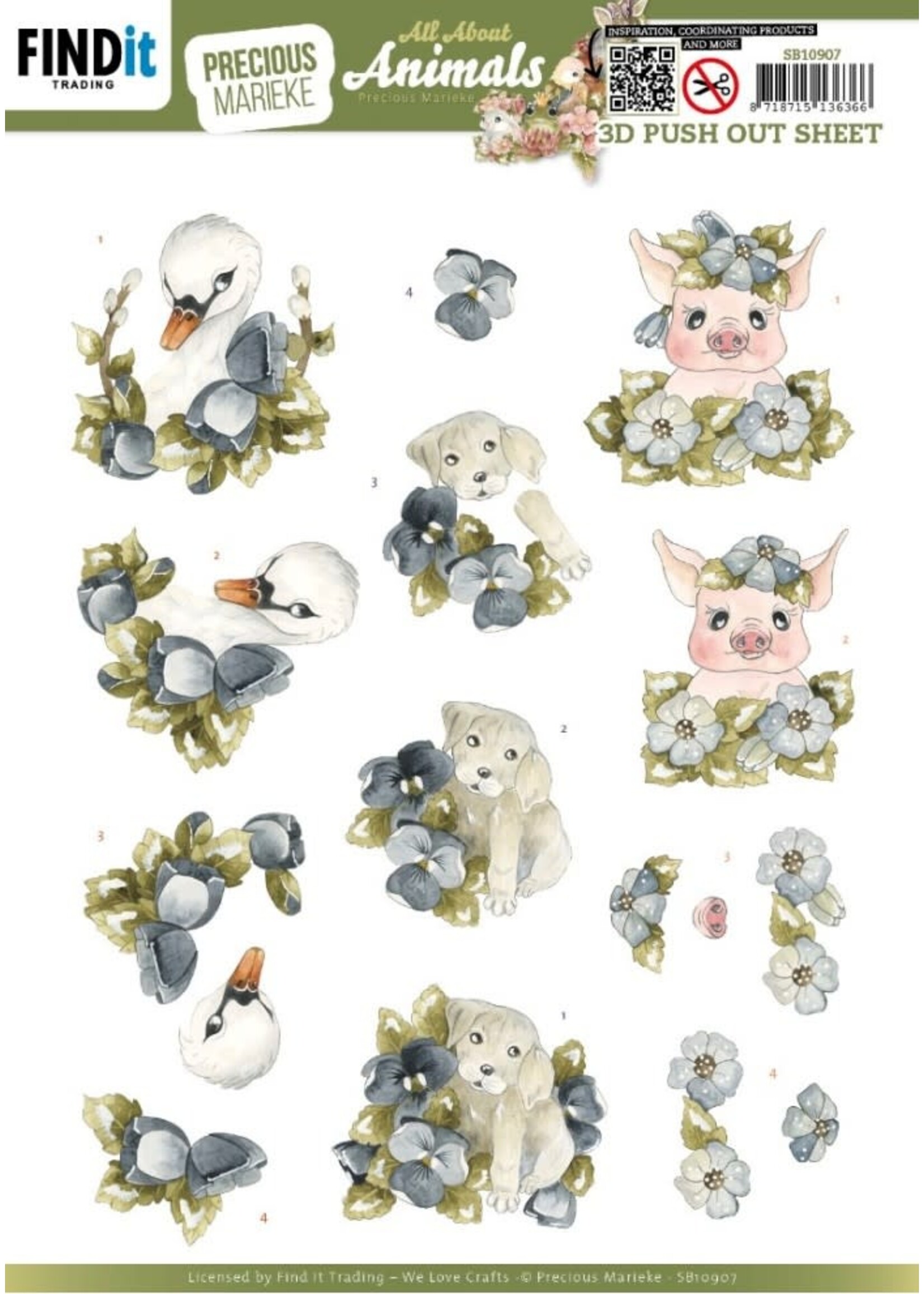 find it 3D Push Out - Precious Marieke - All About Animals - All About Blue