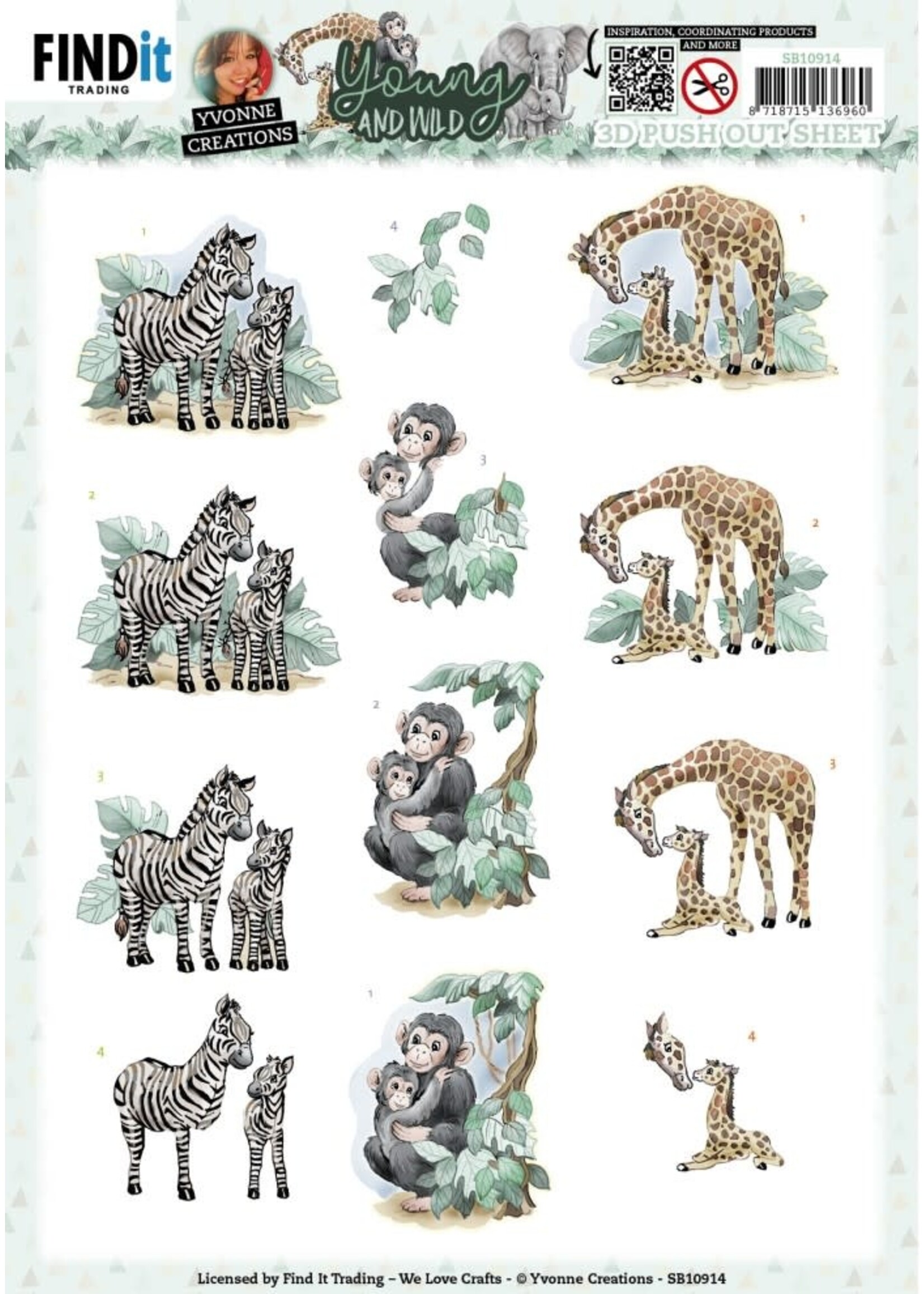 find it 3D Push Out - Yvonne Creations - Young And Wild - Monkey