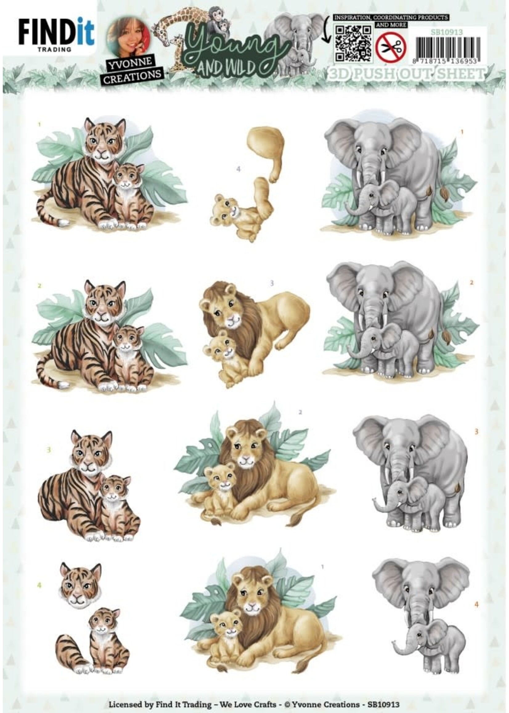 find it 3D Push Out - Yvonne Creations - Young And Wild - Tiger