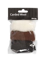 CChobby CC Gekaarde Wol Set 3x10gr Natuurlijk zwart, bruin, ecru
