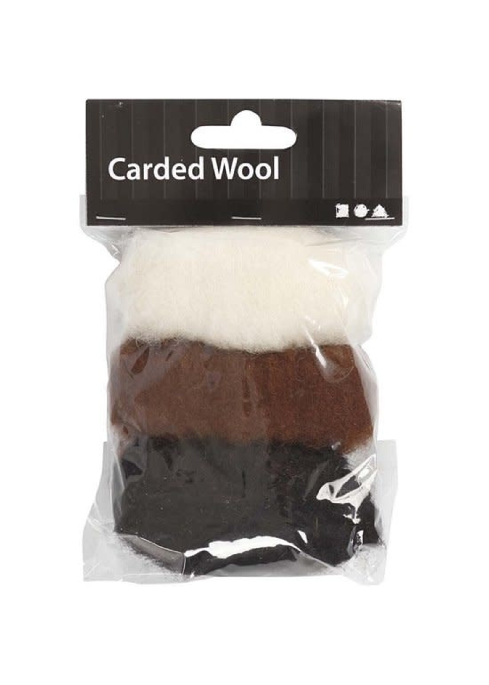 CChobby CC Gekaarde Wol Set 3x10gr Natuurlijk zwart, bruin, ecru
