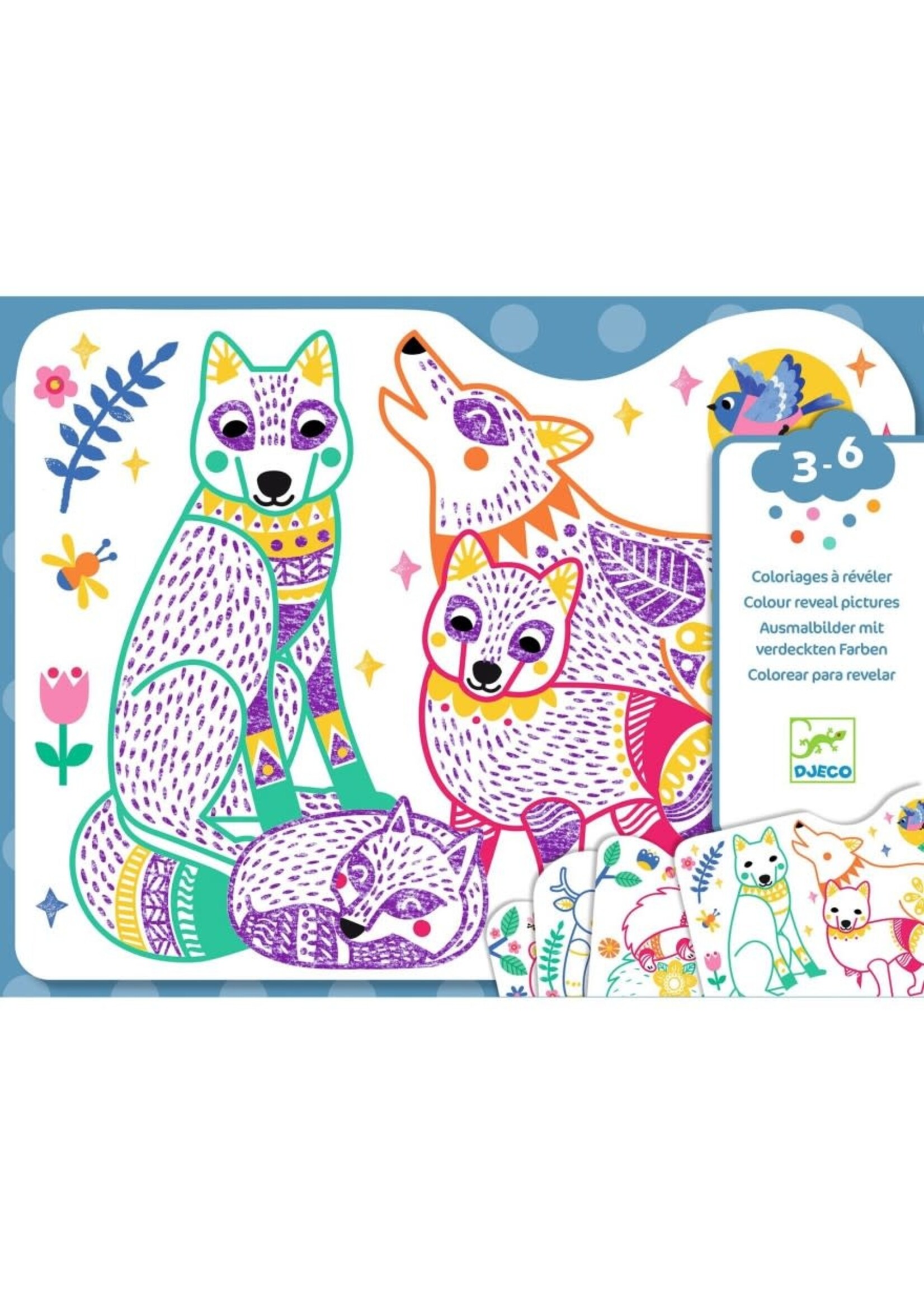 Djeco Djeco Vervorgen Kleurplaten Dierenfamilies in het Bos
