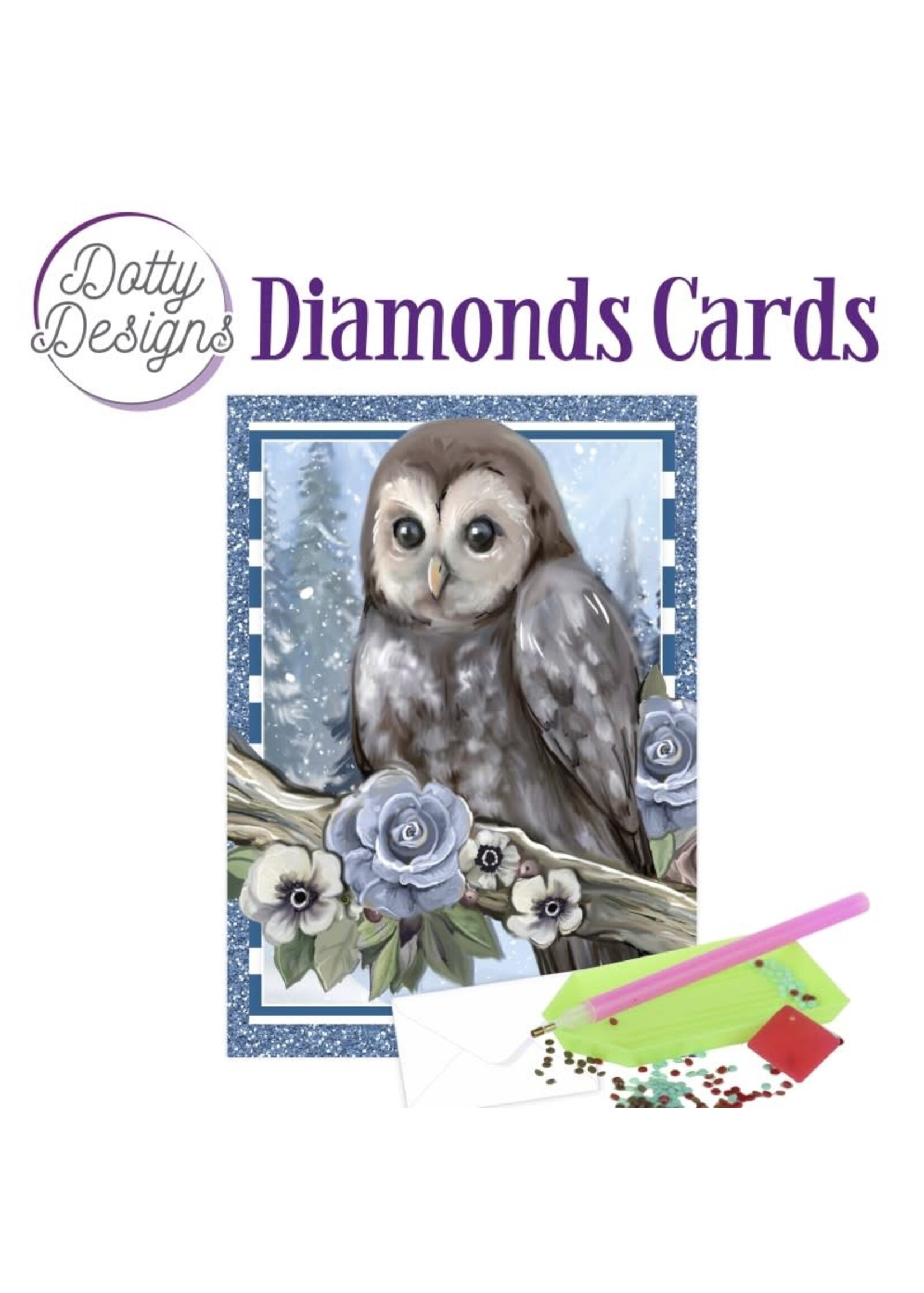 find it Dotty Design Diamond Cards - Owl with ice in the snow