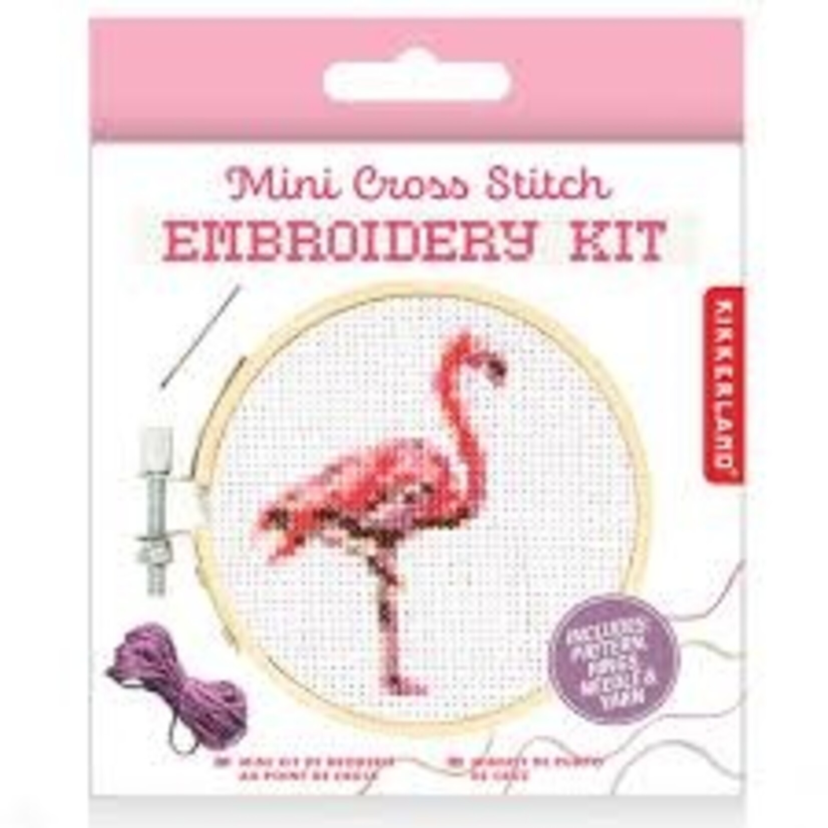 Kikkerland Kikkerland Mini Cross Stitch Borduurset Flamingo