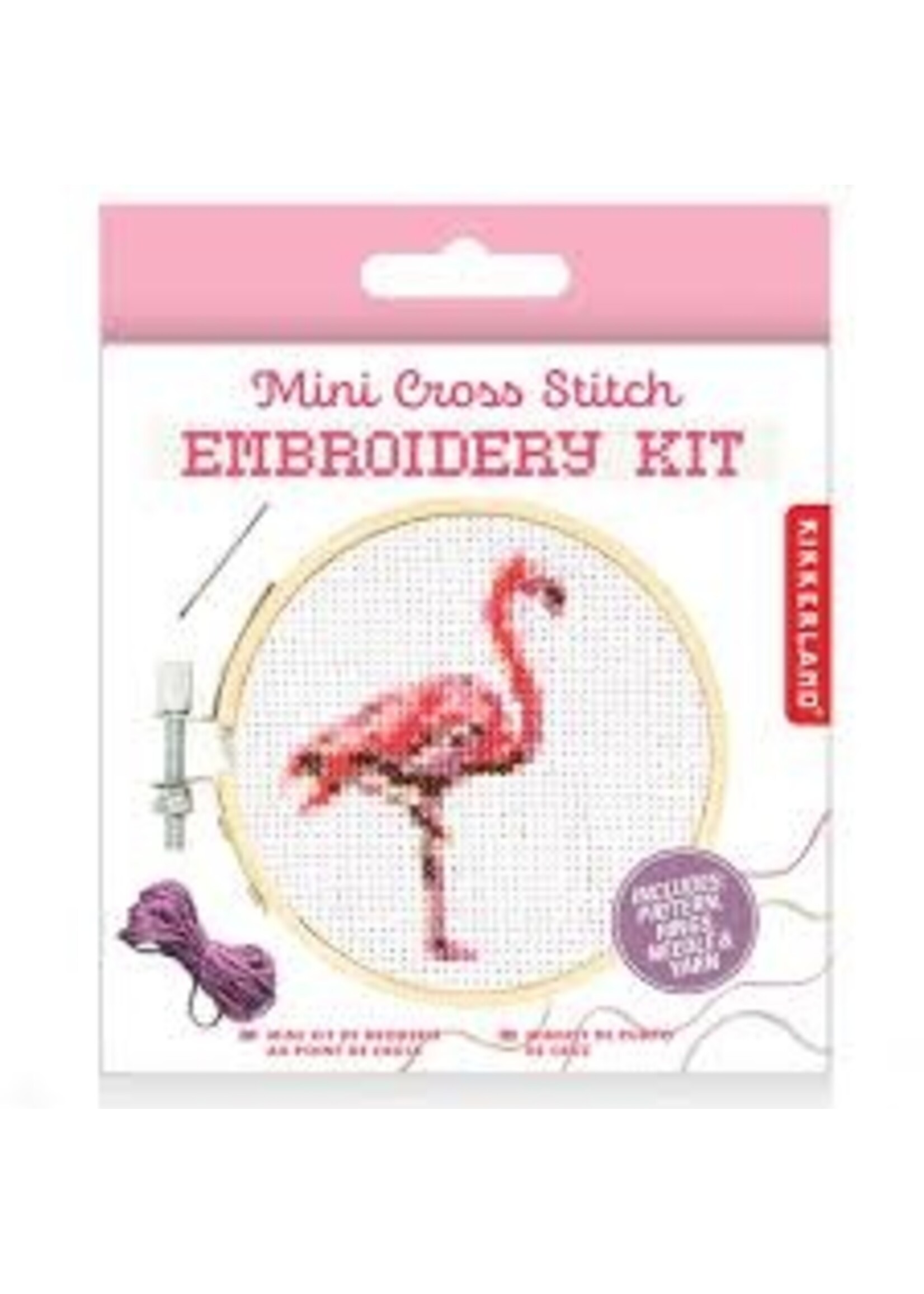 Kikkerland Kikkerland Mini Cross Stitch Borduurset Flamingo