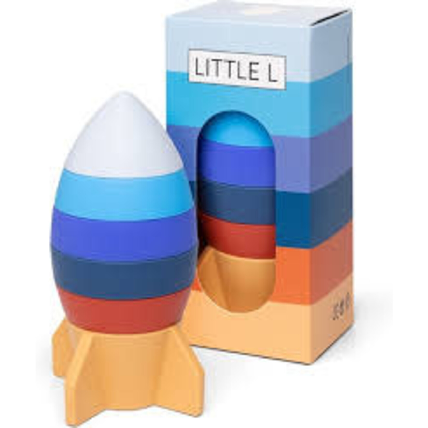 Little L Little L Stapeltoren Raket Siliconen Blauw/Oranje