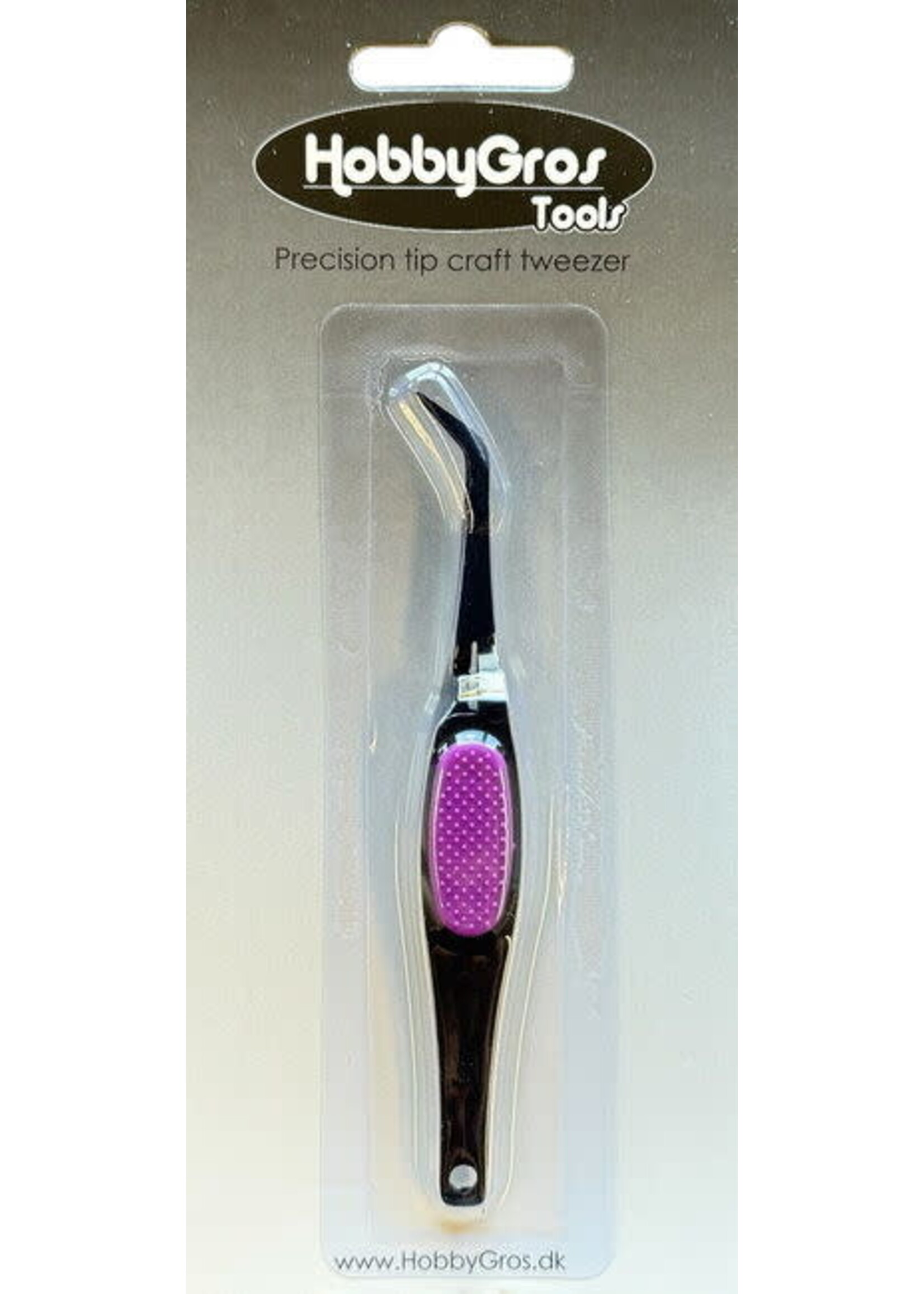 Hobbygros Pincet gebogen met rubber grip