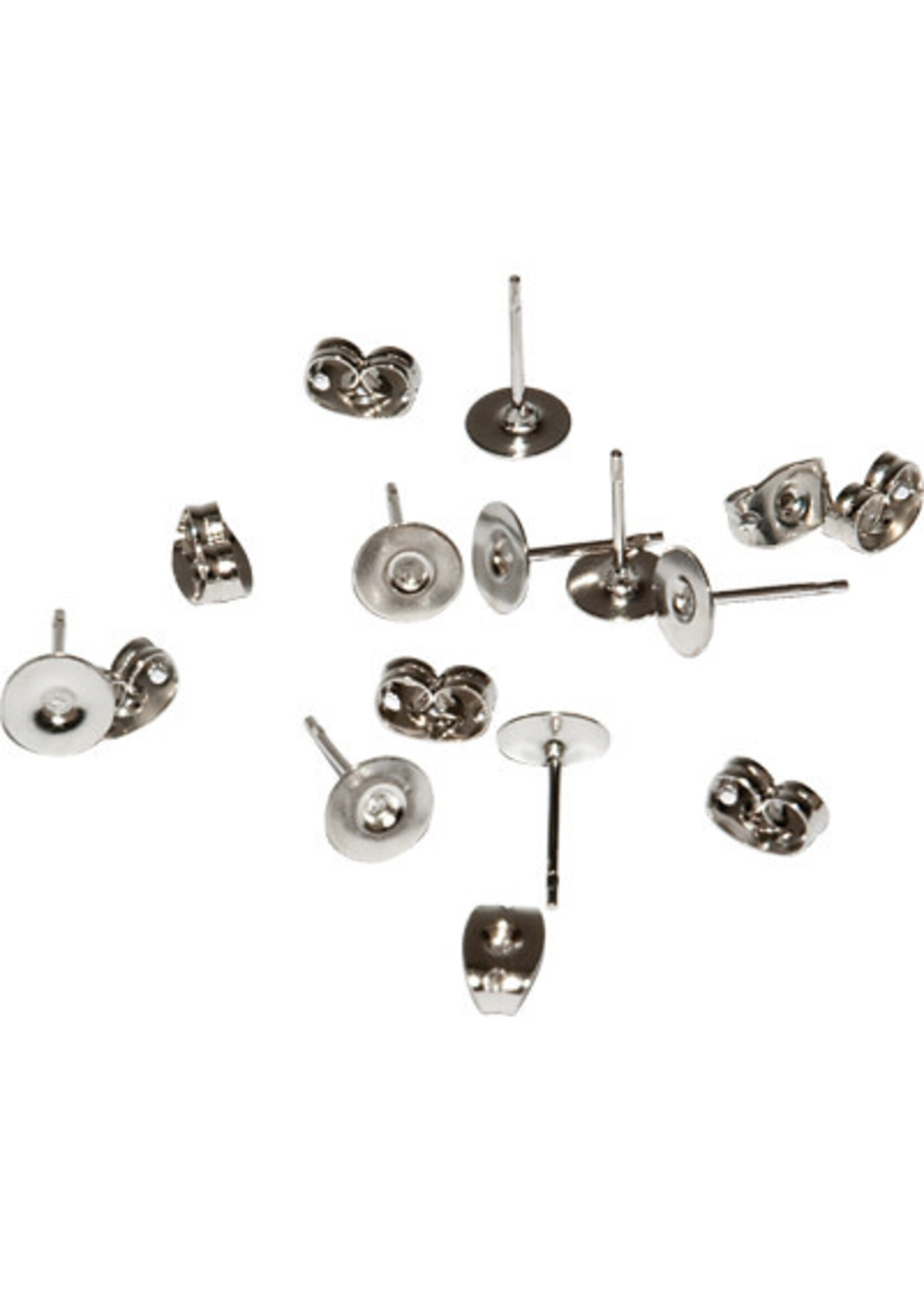 Hobby & crafting Fun Zakje oorstekers 6 mm zilverkleurig (8 stuks)