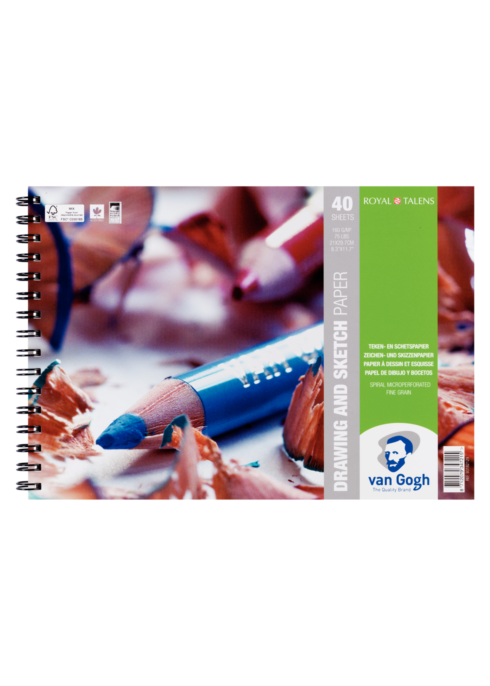 VAN GOGH Van Gogh Spiraalgebonden blok met teken- en schetspapier 40 vellen 160 g formaat 29,7 x 21 cm (A4)