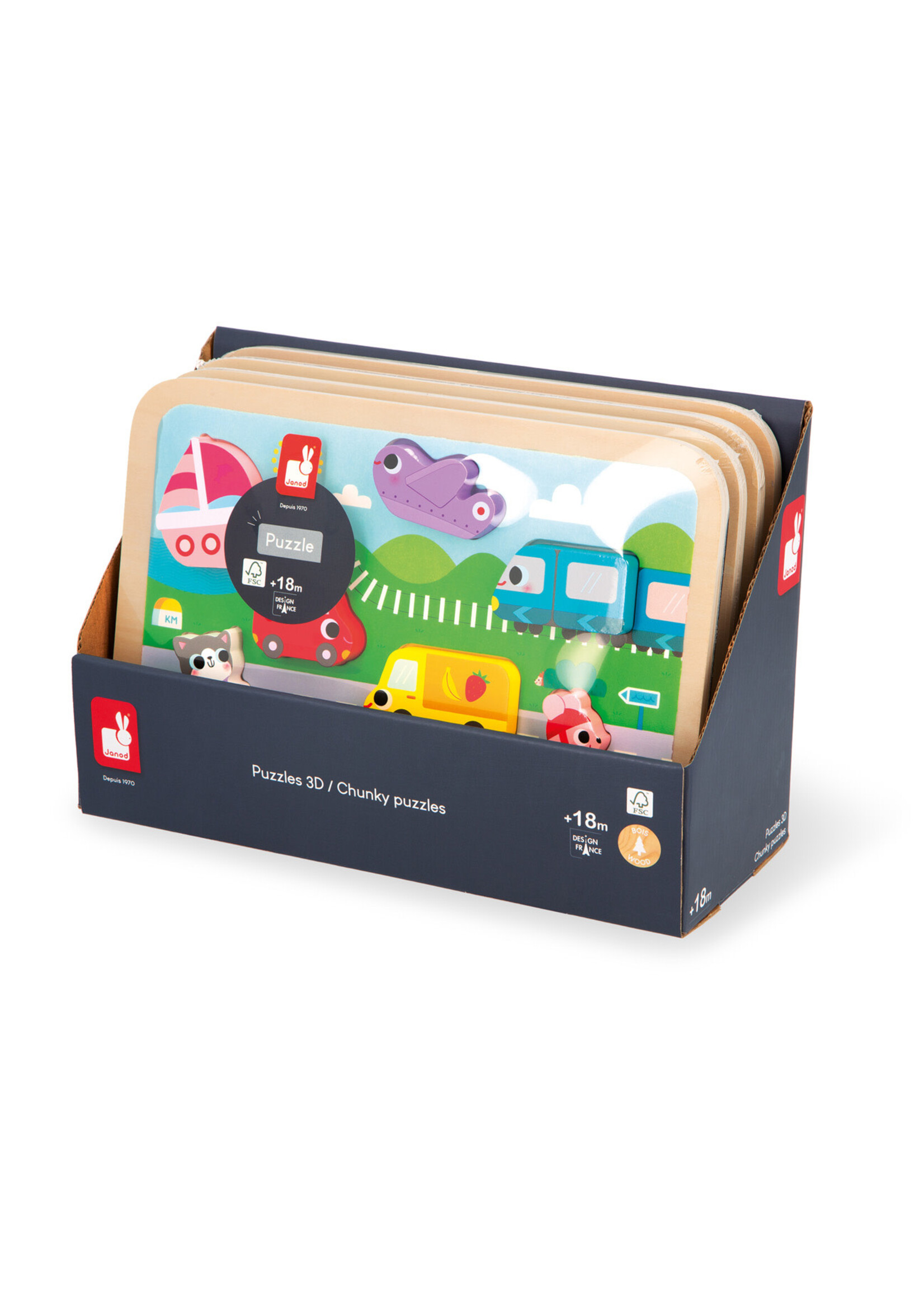 Janod Janod Chunky Puzzel – Voertuigen
