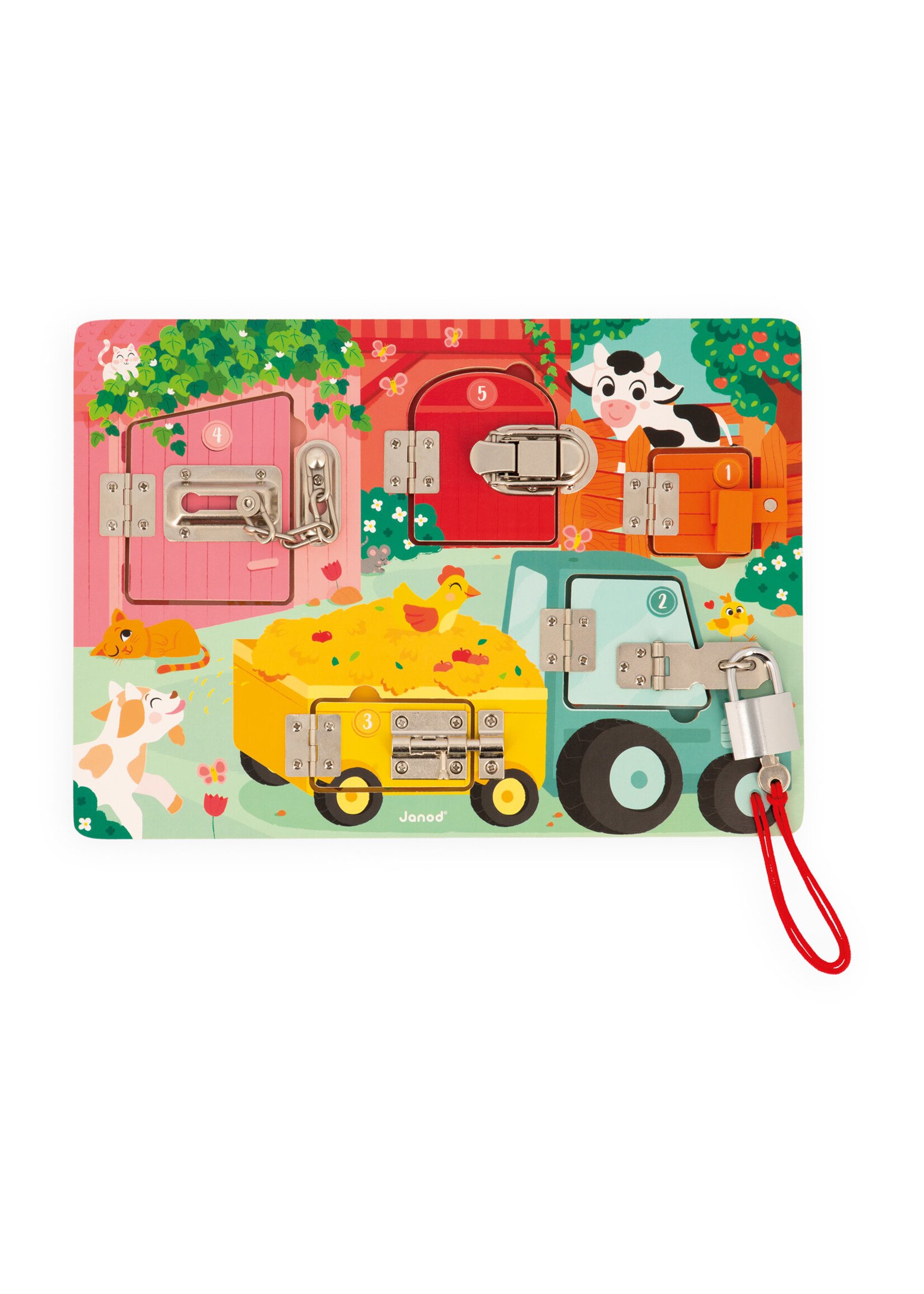 Janod Janod – Activiteitenbord met sloten en grendels De Boerderij