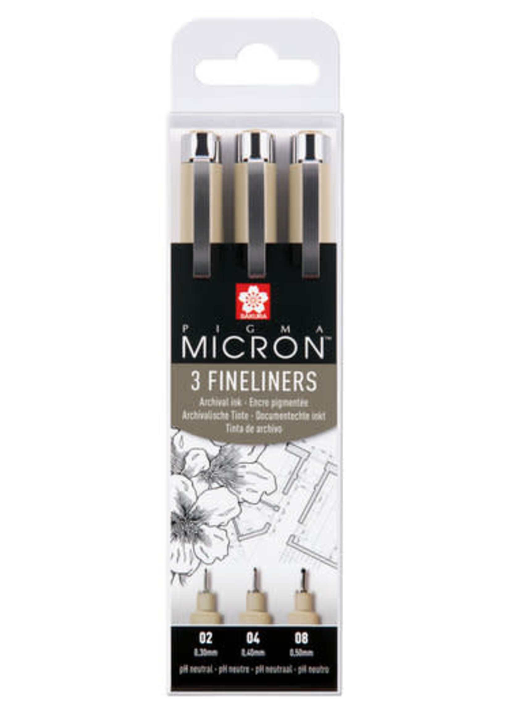 SAKURA Sakura Pigma Micron Etui 3 Fineliners Zwart 02-04-08