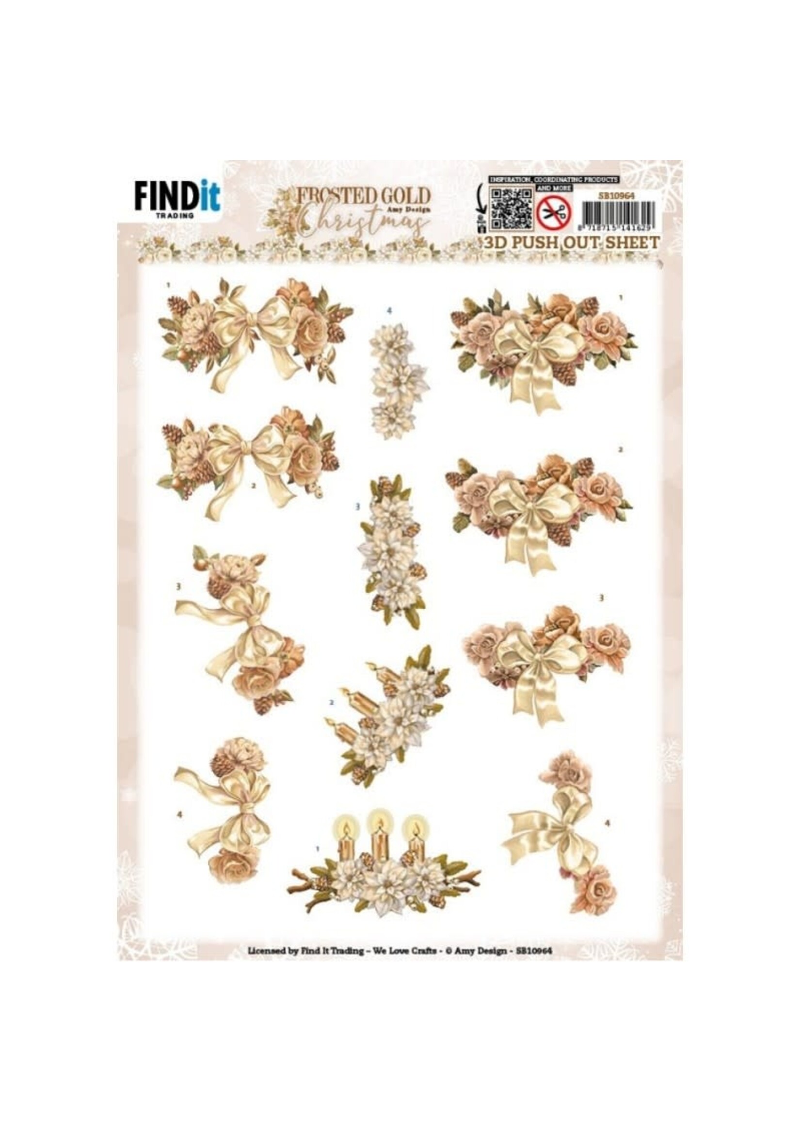 find it 3D Push-Out - Amy Design - Frosted gold Christmas - Christmas piece