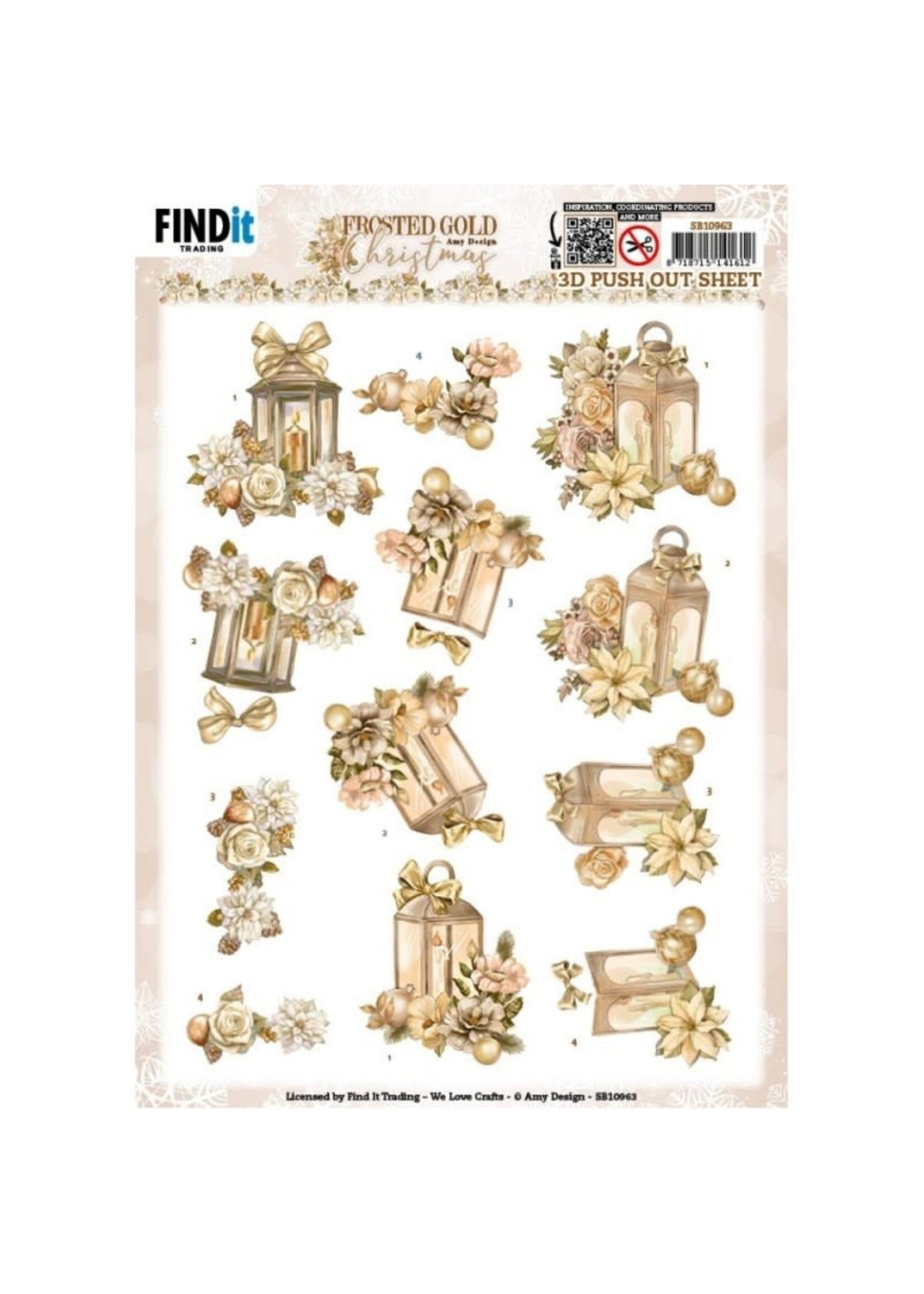 find it 3D Push-Out - Amy Design - Frosted gold Christmas - Lanterns