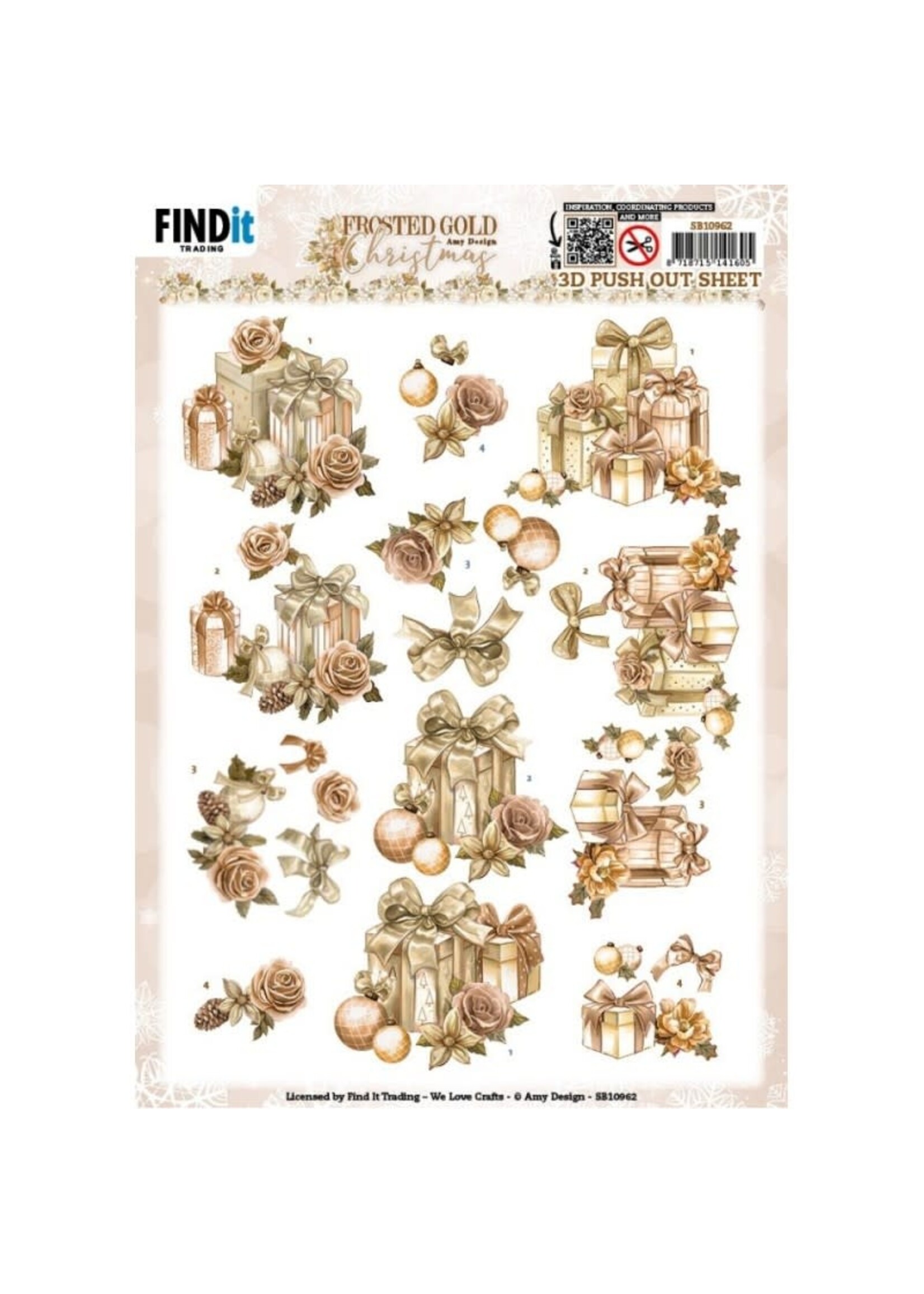 find it 3D Push-Out - Amy Design - Frosted gold Christmas -  Presents