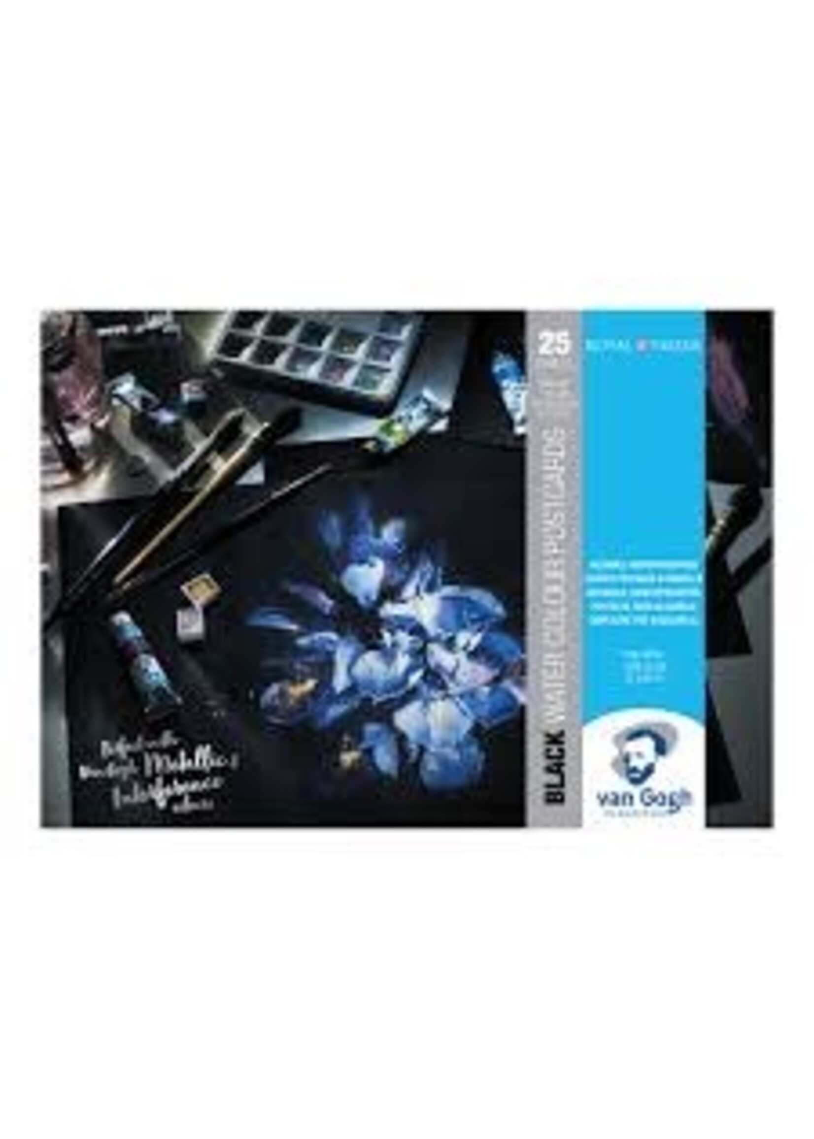 VAN GOGH Van Gogh Aquarelverf zwarte Postkaart 10,5 x 14,8 cm 360 g 25 vellen,
