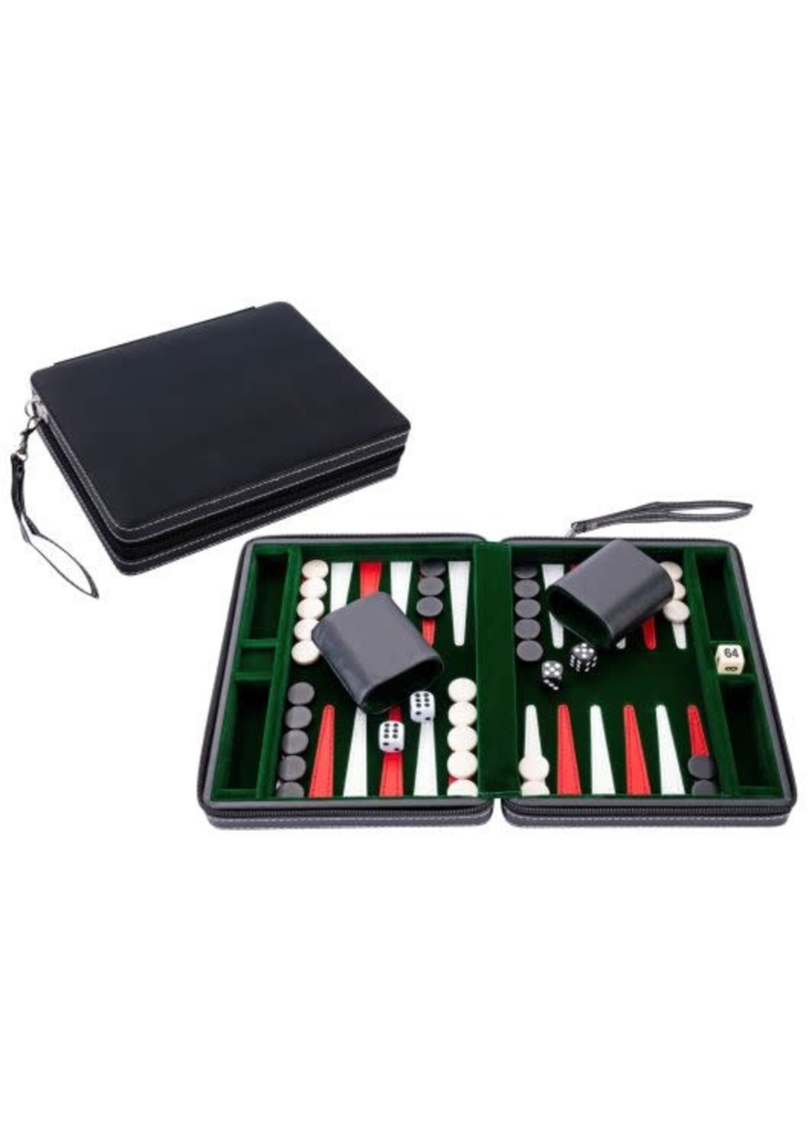 Longfield games LongFieldGames - Backgammon met rits 9inch zwart