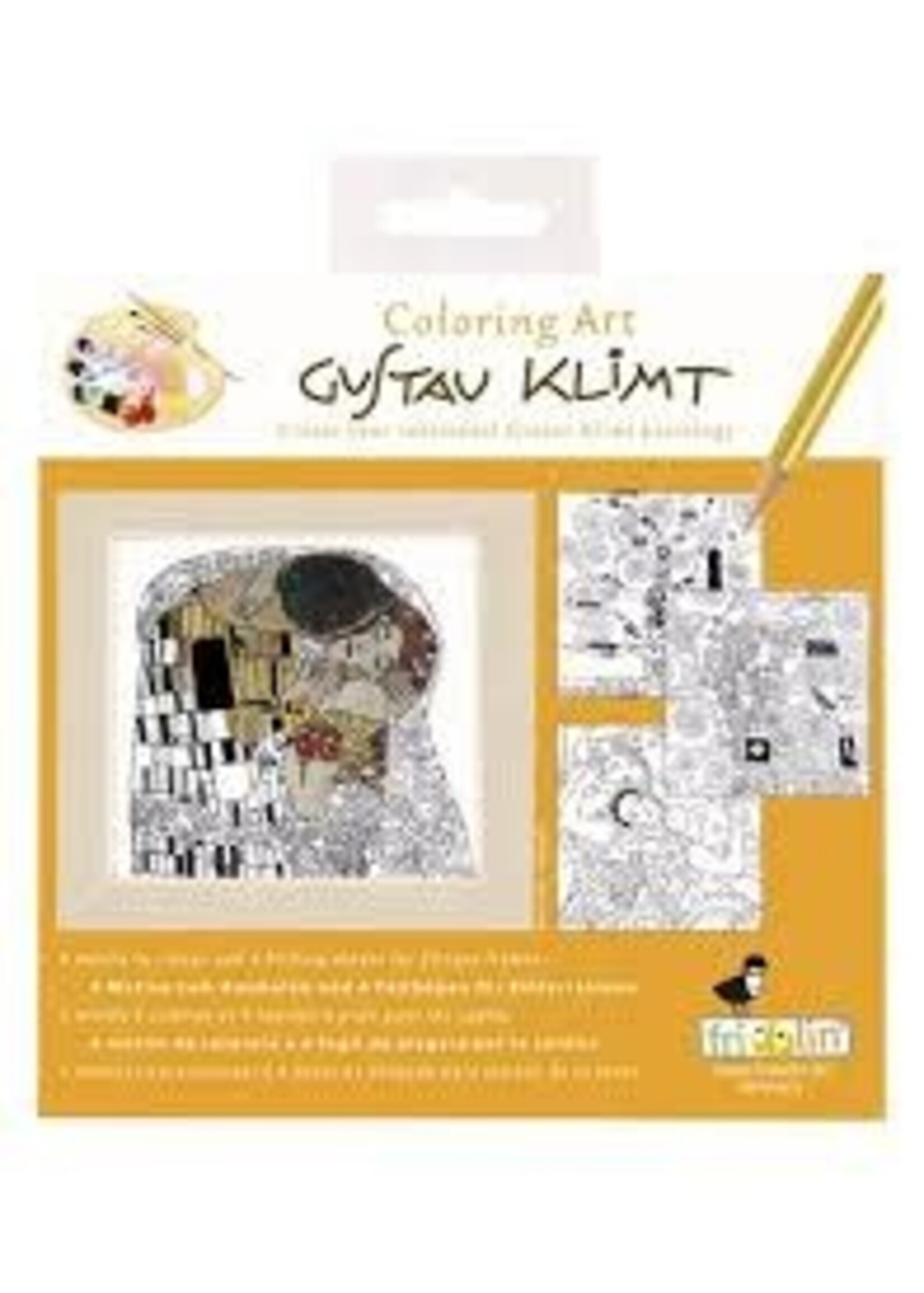 Fridolin Fridolin Coloring Art Kit 4 Kleurplaten met Lijst 15x15 cm Gustav Klimt