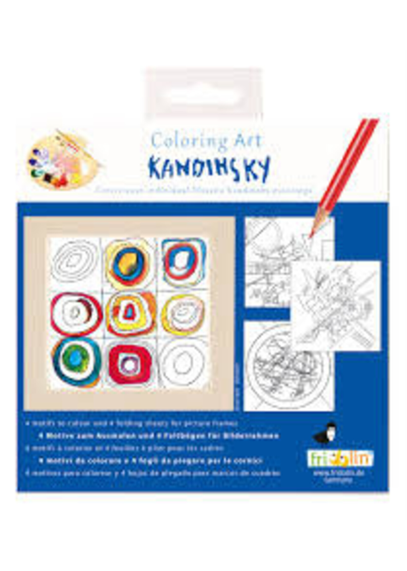 Fridolin Fridolin Coloring Art Kit 4 Kleurplaten met Lijst 15x15 cm Wassily Kandinksky
