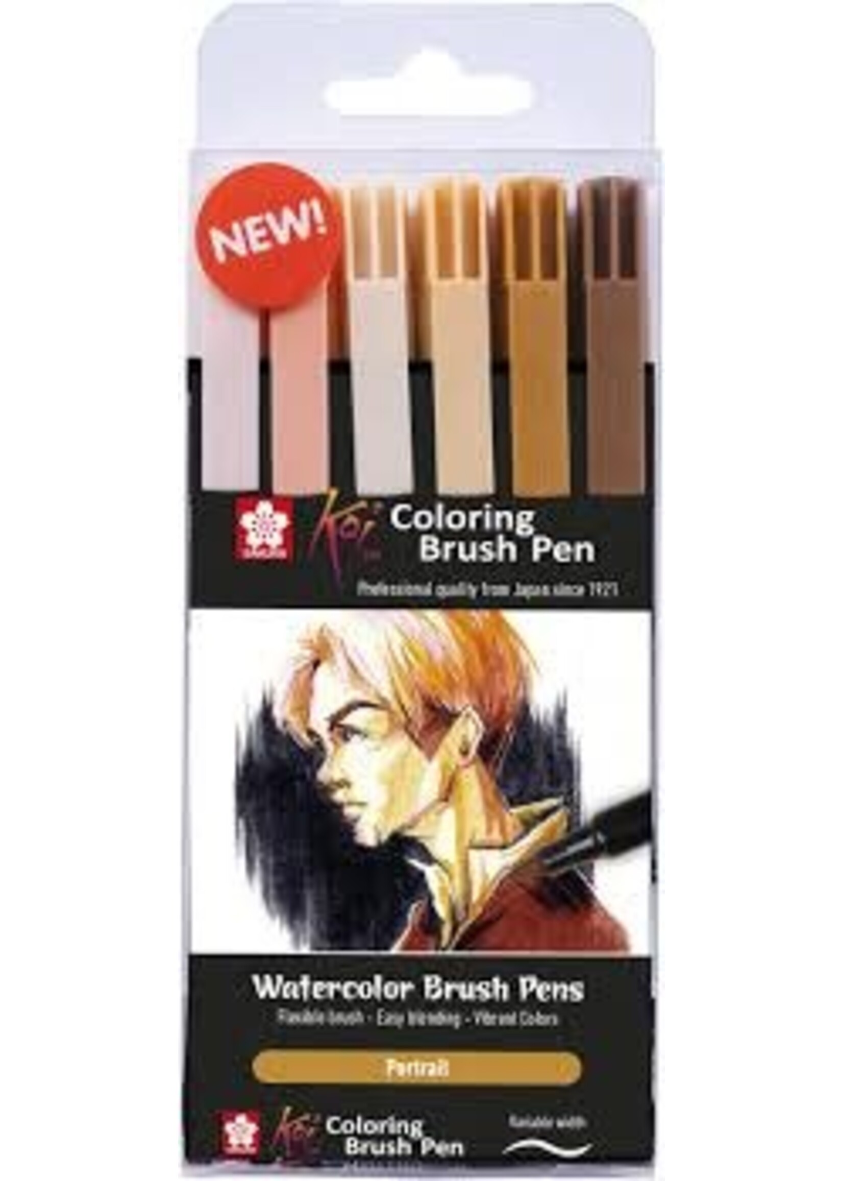 SAKURA Sakura Koi Coloring Brush Pen set Portrait | 6 kleuren