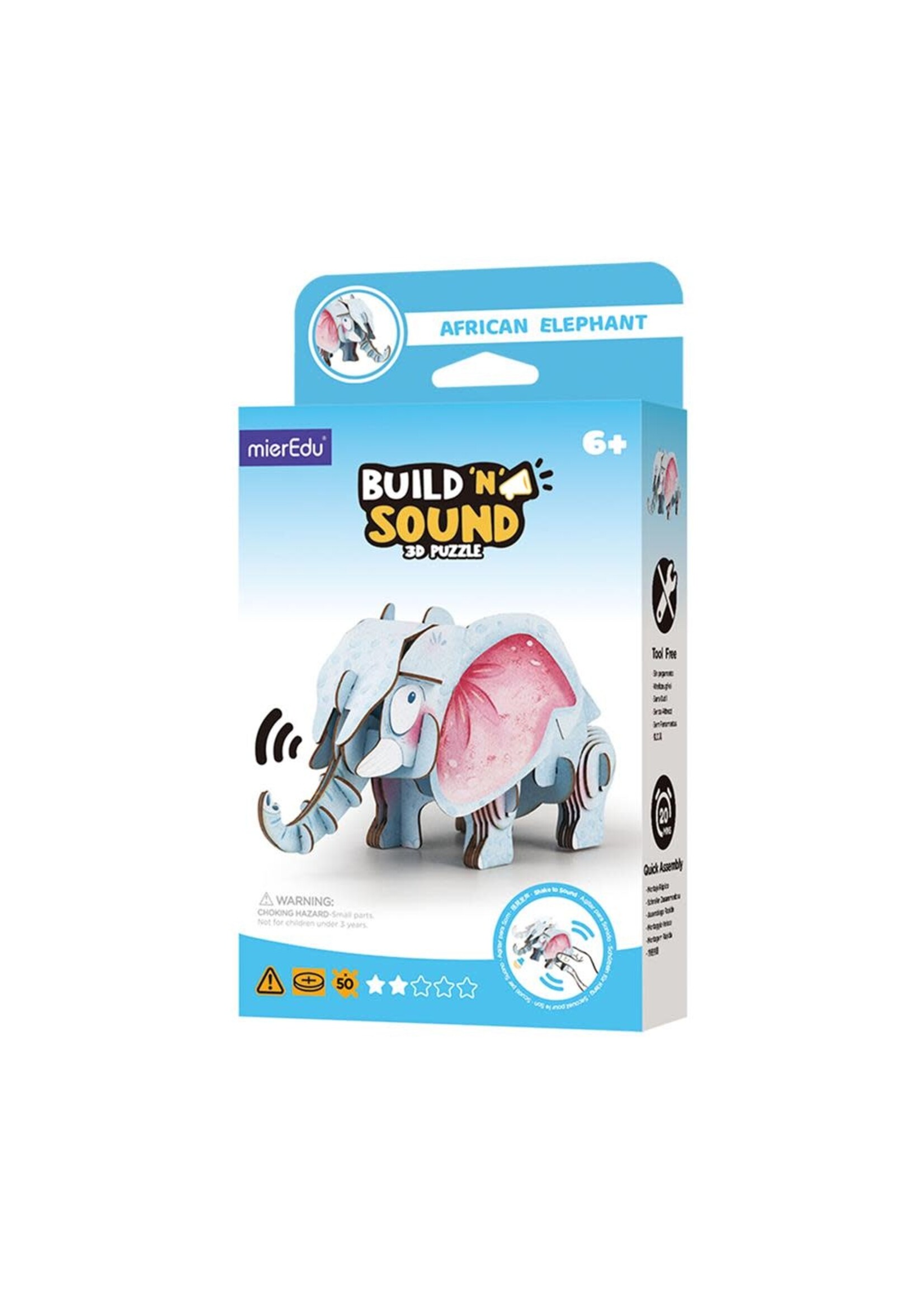 Mieredu Mieredu - 3D Puzzle Build And Sound - African Elephant
