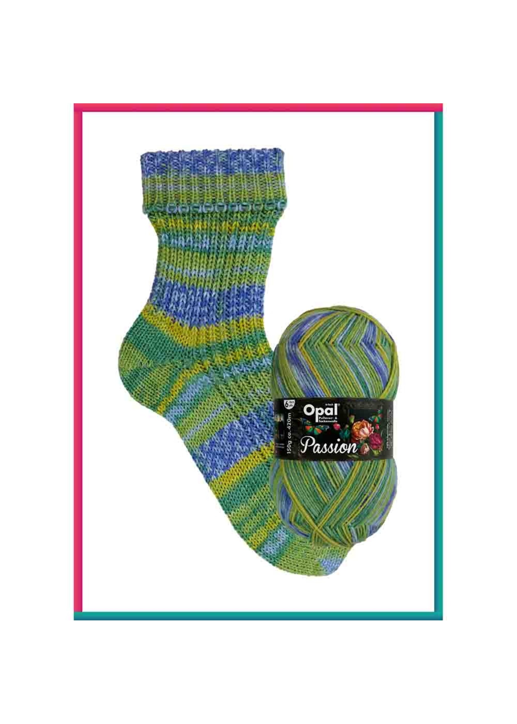 Opal Opal Passion 6-draads 150gr  Groen, Blauw