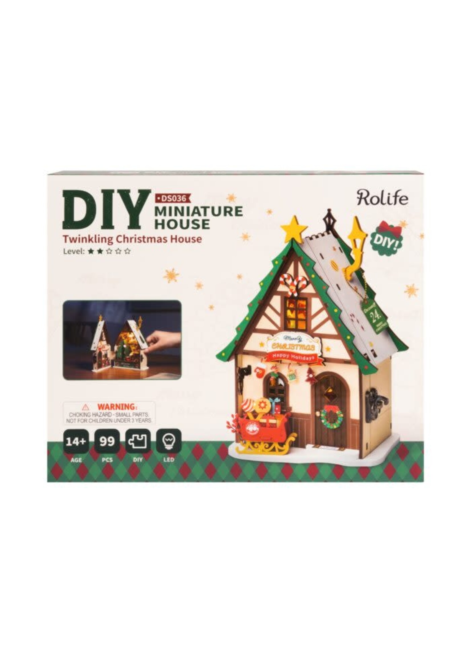 Robotime Robotime DIY Huisje Twinkling Christmas House