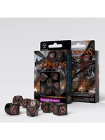 Q Workshop Dragons Modern Dice Set Black & Copper (7 stuks)