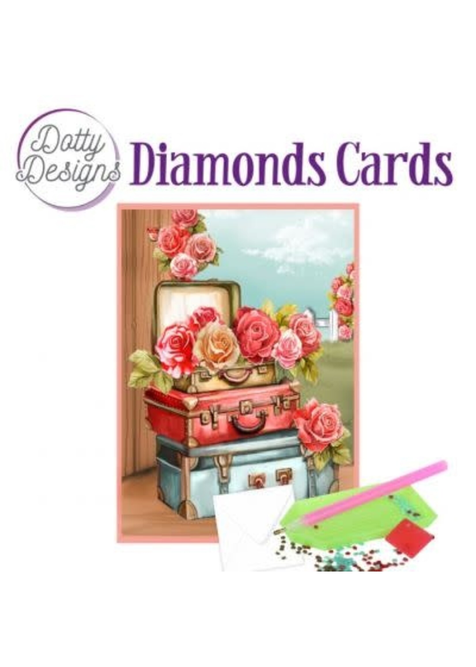 Dotty Designs Dotty design - Diamond Cards - Roses and Suitcase