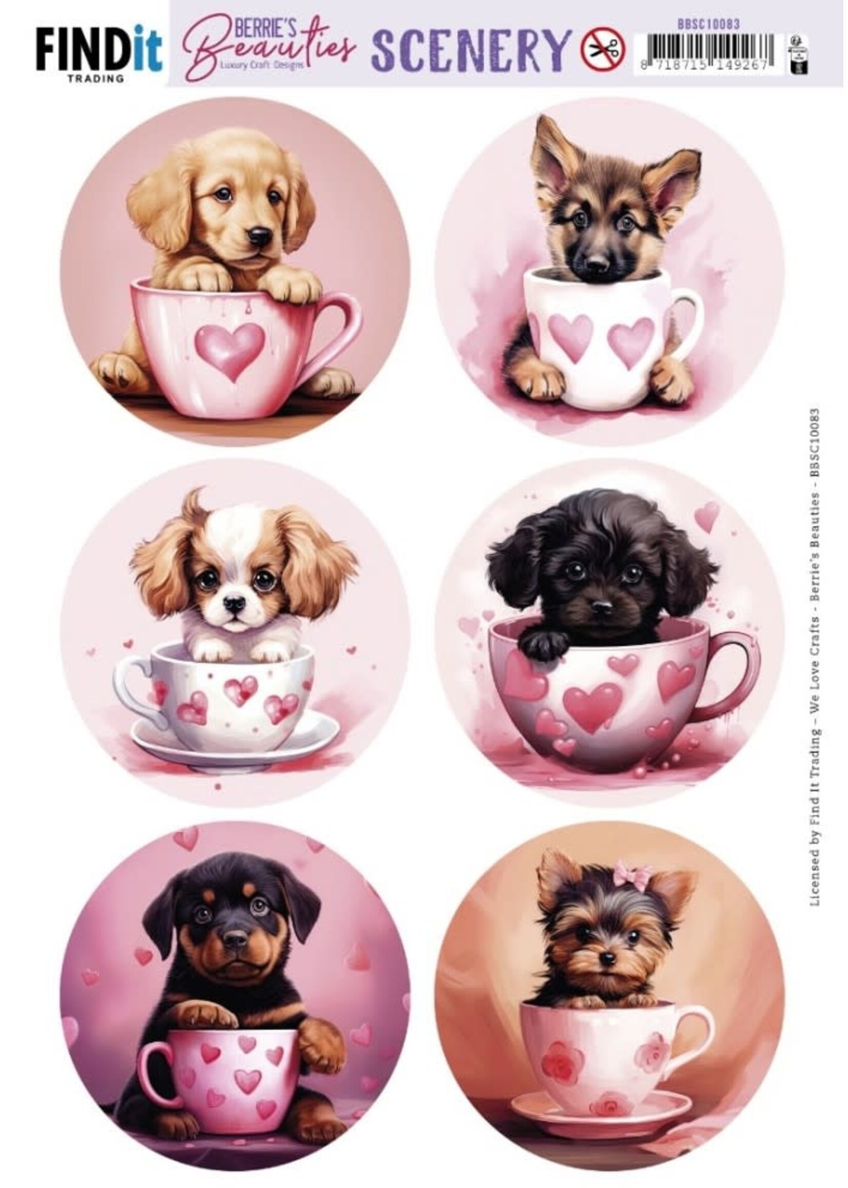 find it Berrie's Beauties - push out sheet - Puppy in cup