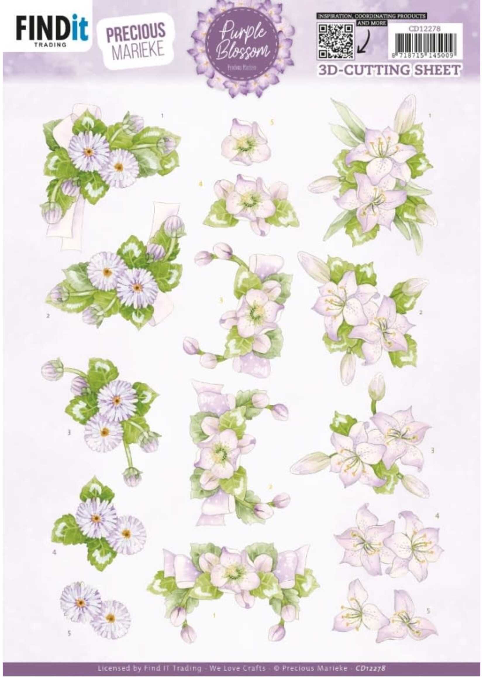 Find it Trading 3D Cutting Sheet - Precious Marieke - Purple Blossom - Amethyst per stuk