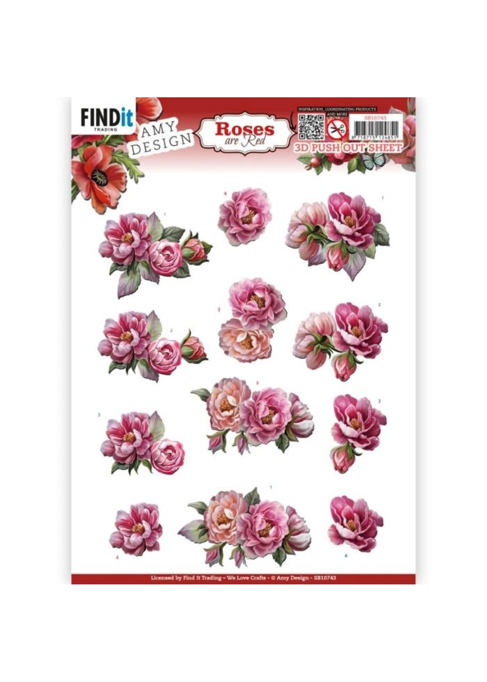 Find it Trading 3D Push Out - Amy Design - Roses Are Red - Peonies