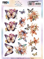 Find it Trading 3D Push out Sheet - Berries Beauties - Flutter Flair - Orange Flutters