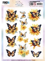 Find it Trading 3D Push out Sheet - Berries Beauties - Flutter Flair - Yellow Flutters