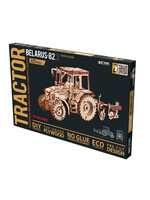 EWA 3D Modelbouwpakket Eco Wood Art 3D Mechanische Puzzel Tractor Belarus 82.3 met Ploeg