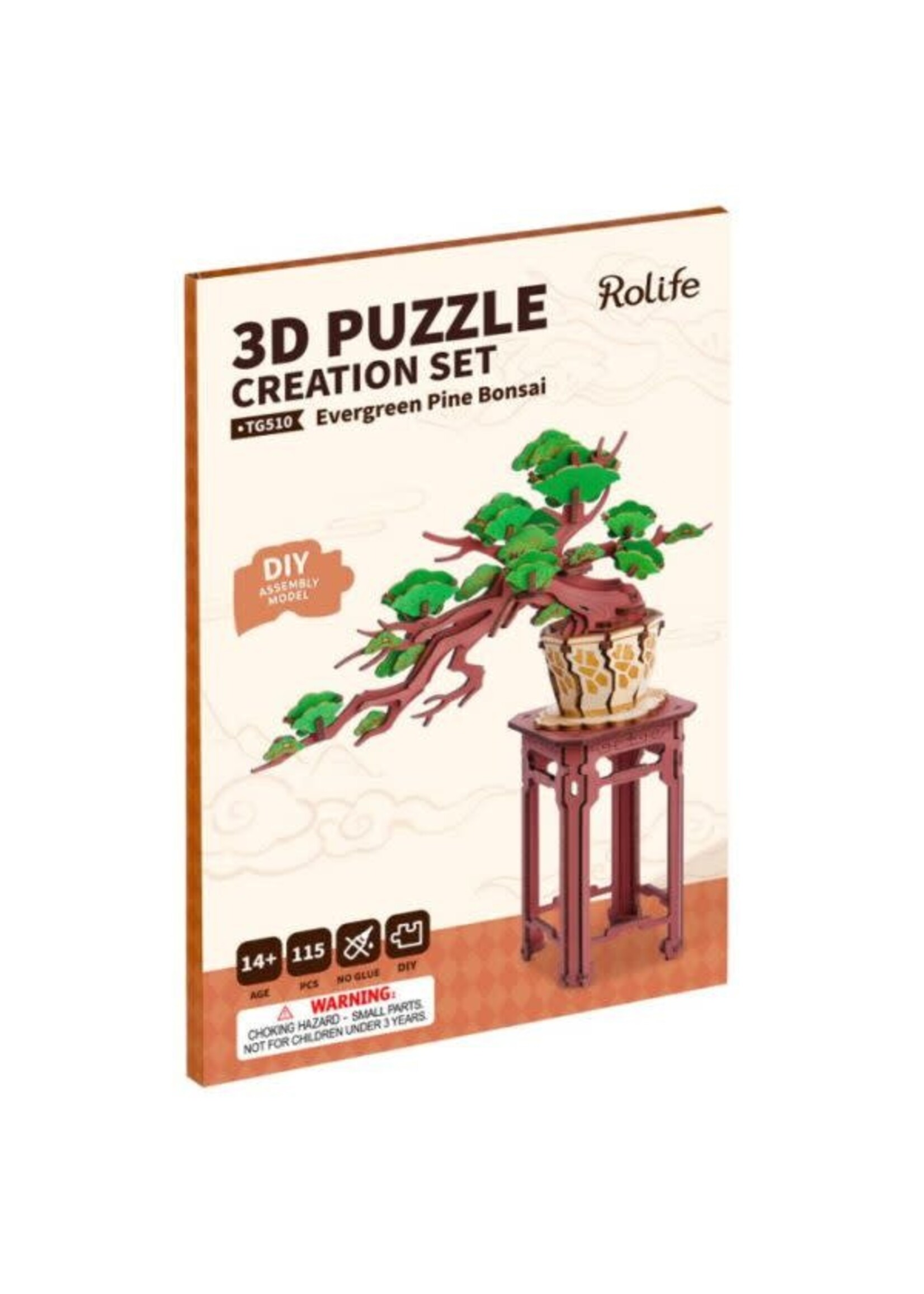 Rolife DIY 3D Houten Modelbouwpakket, Evergreen Pine Bonsai