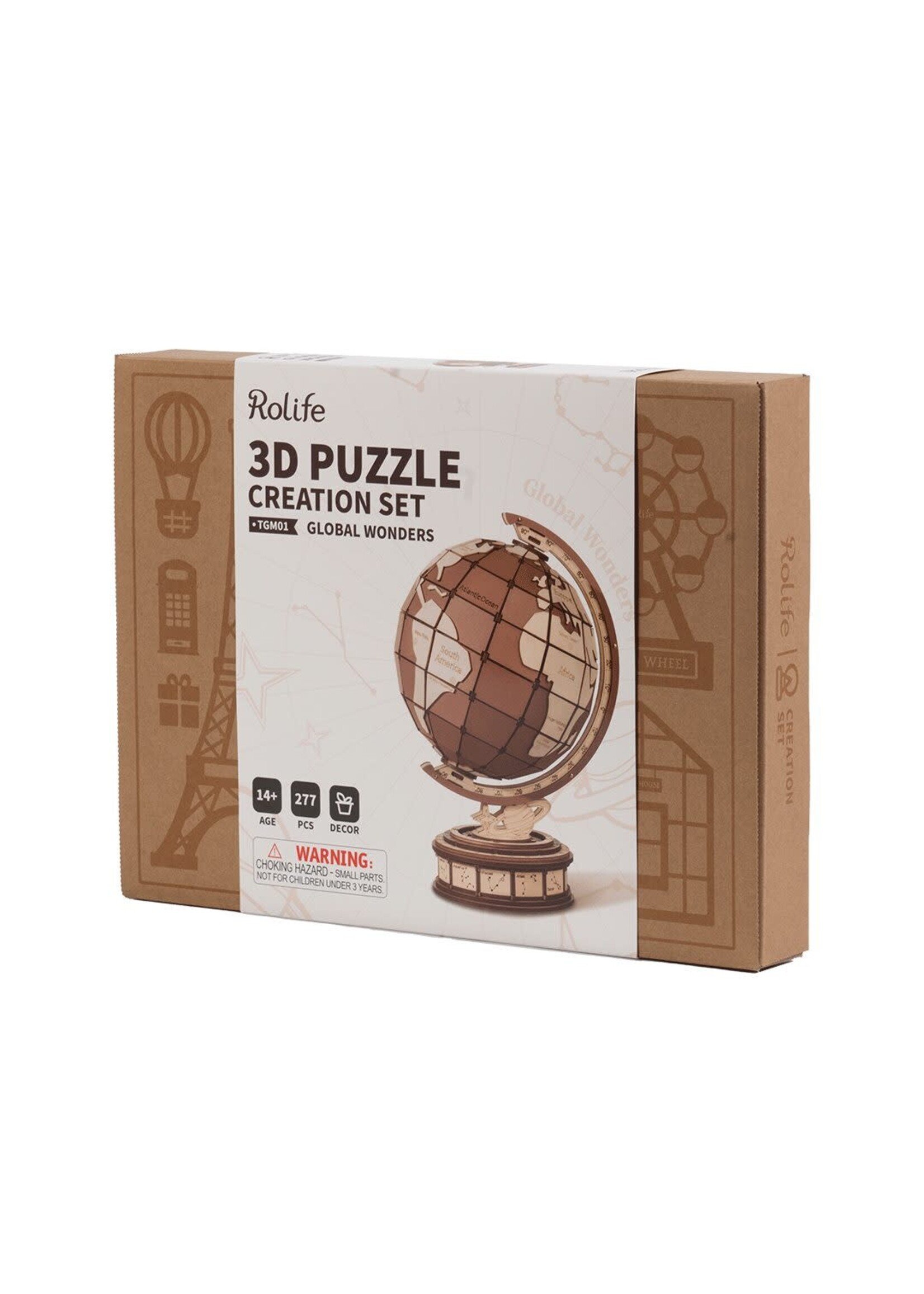 Rolife Rolife 3D Houten Puzzel Globe Wonders