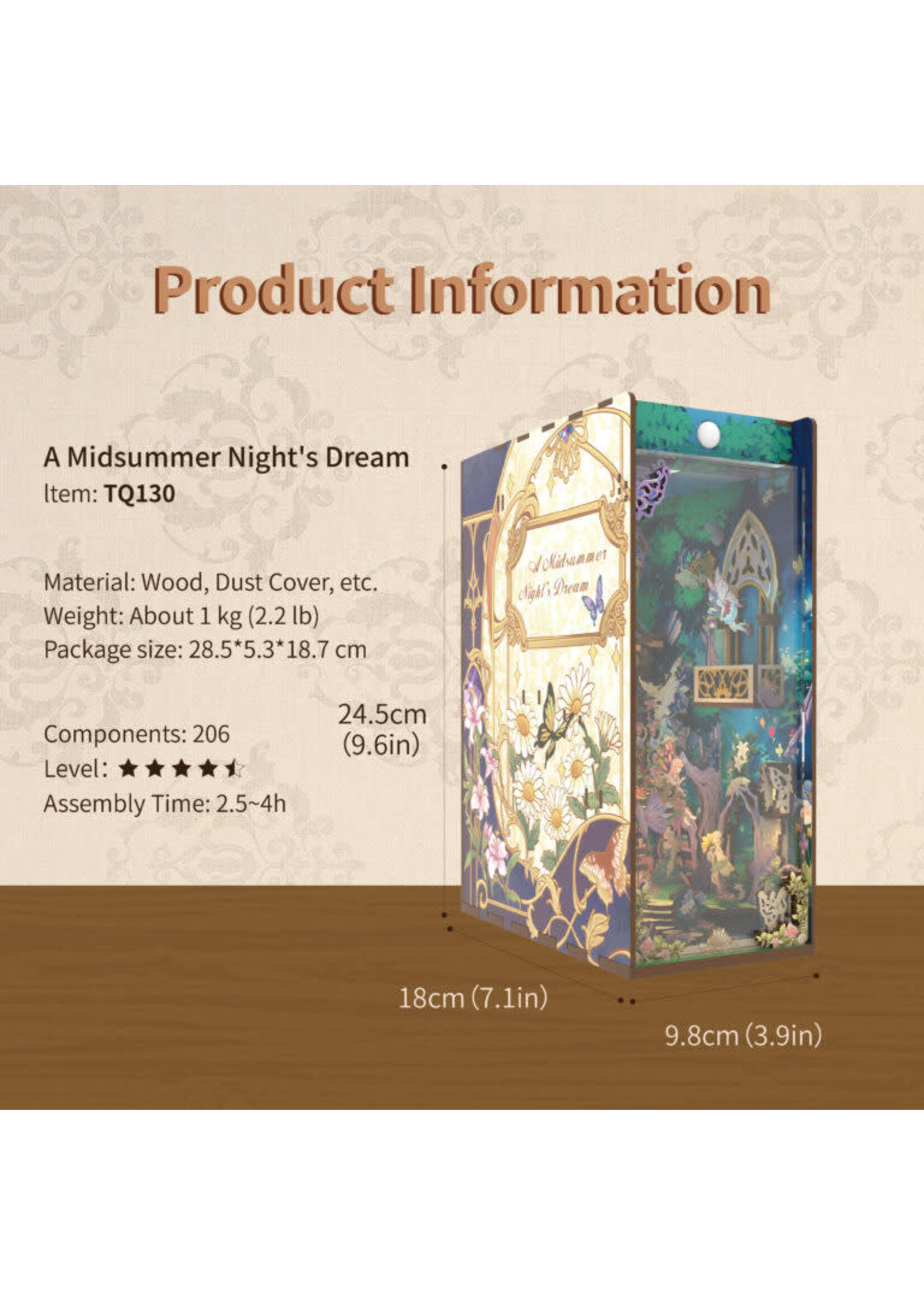 Tonecheer DIY Book Nook Boekensteun A Midsummer Night’s Dream inclusief Dust-cover