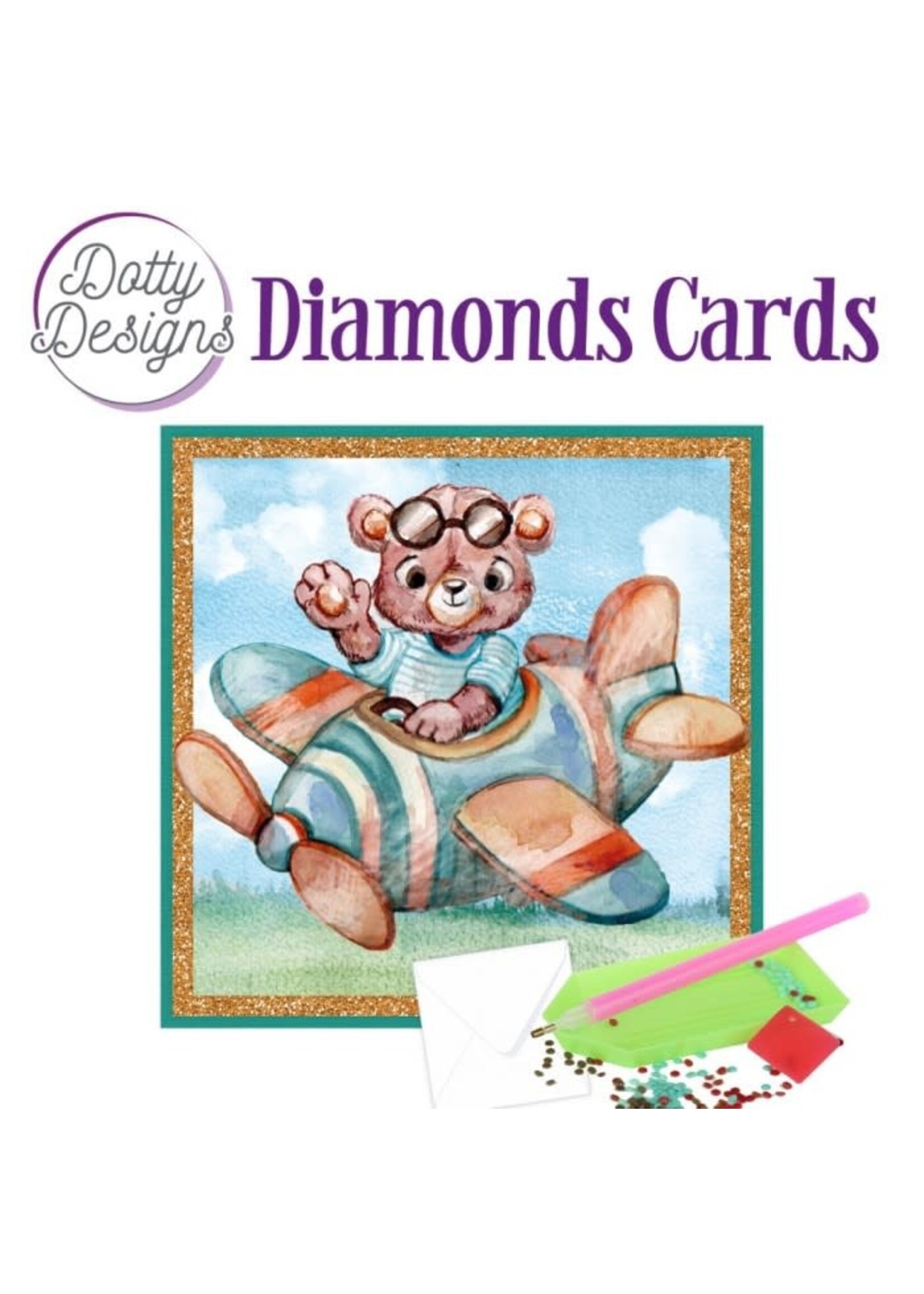 Dotty Designs Dotty Designs Diamond Cards - Teddybear In Airplane